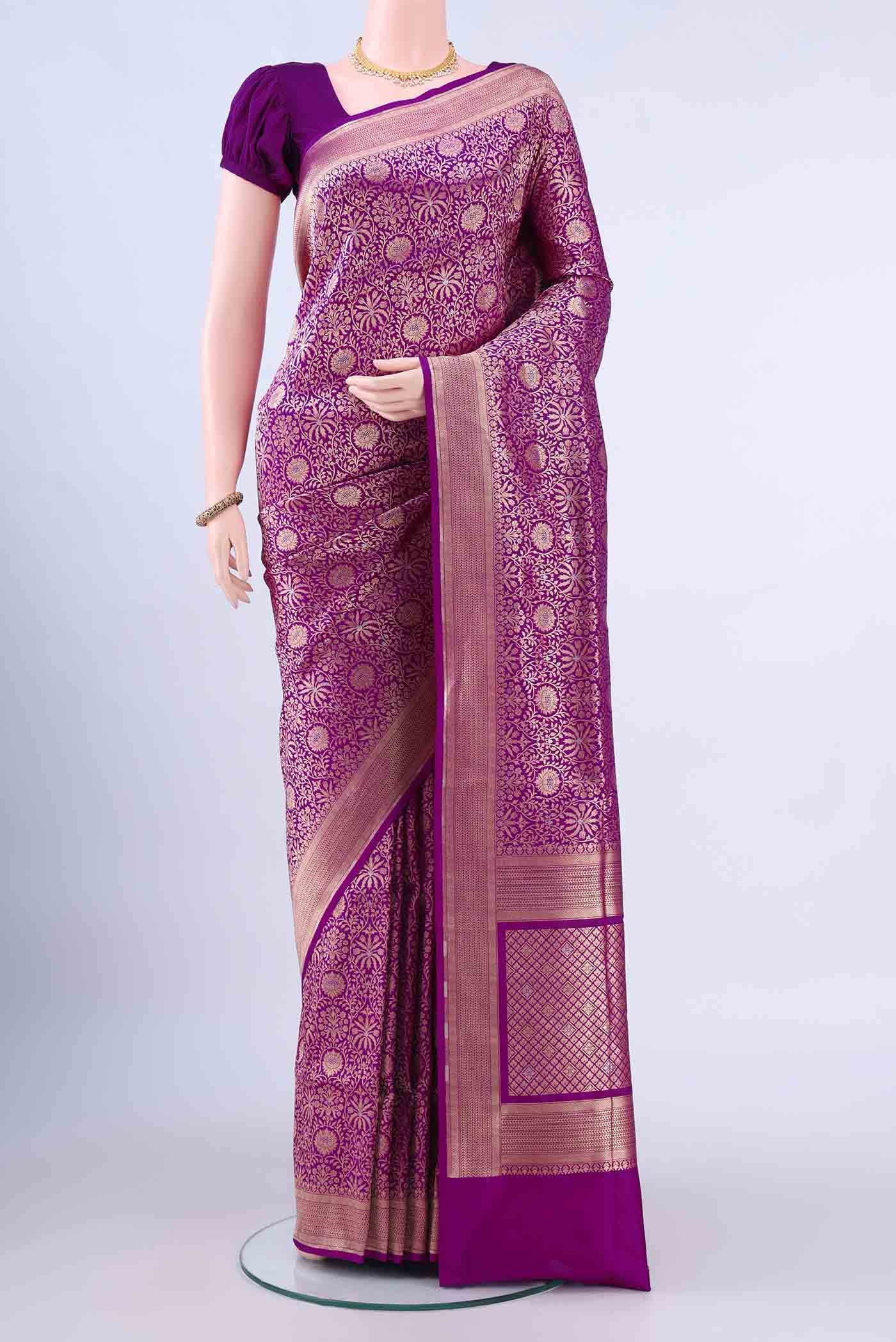 Magenta Banarasi Silk Saree