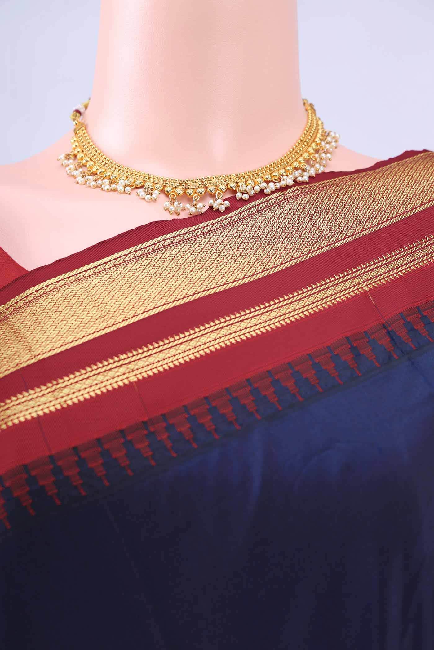 Dark Blue Dual Tone Blended Bangalore Silk Saree
