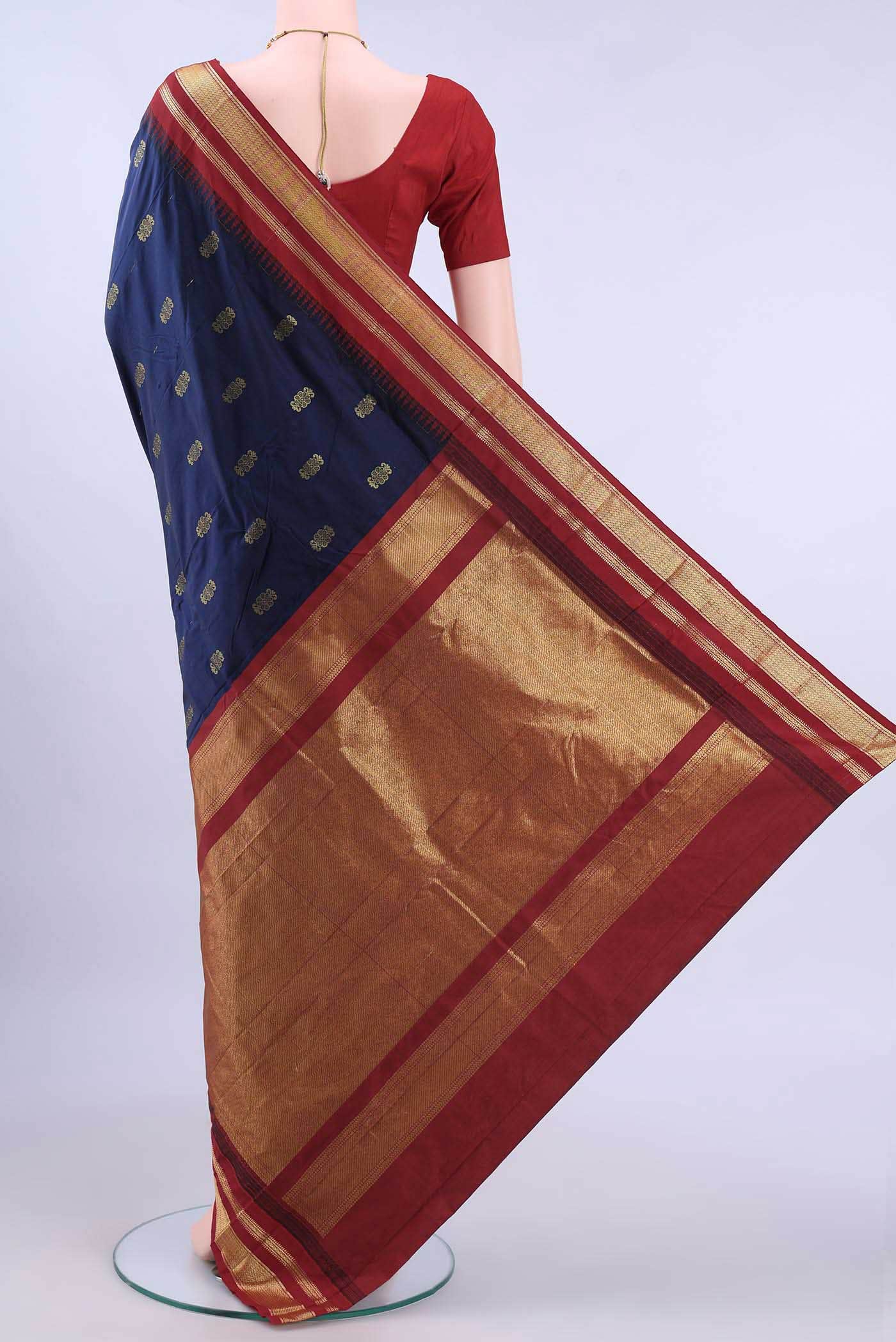 Dark Blue Dual Tone Blended Bangalore Silk Saree