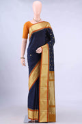Navy Blue Dual Tone Blended Bangalore Silk Saree