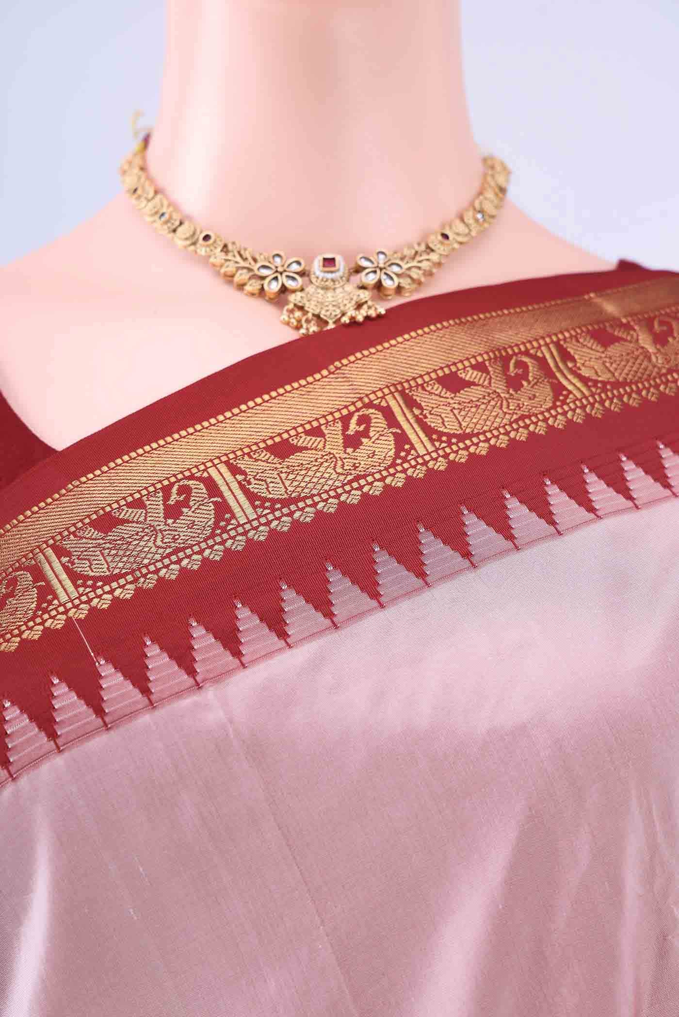 Rose pink Dual Tone Blended Bangalore Silk Saree
