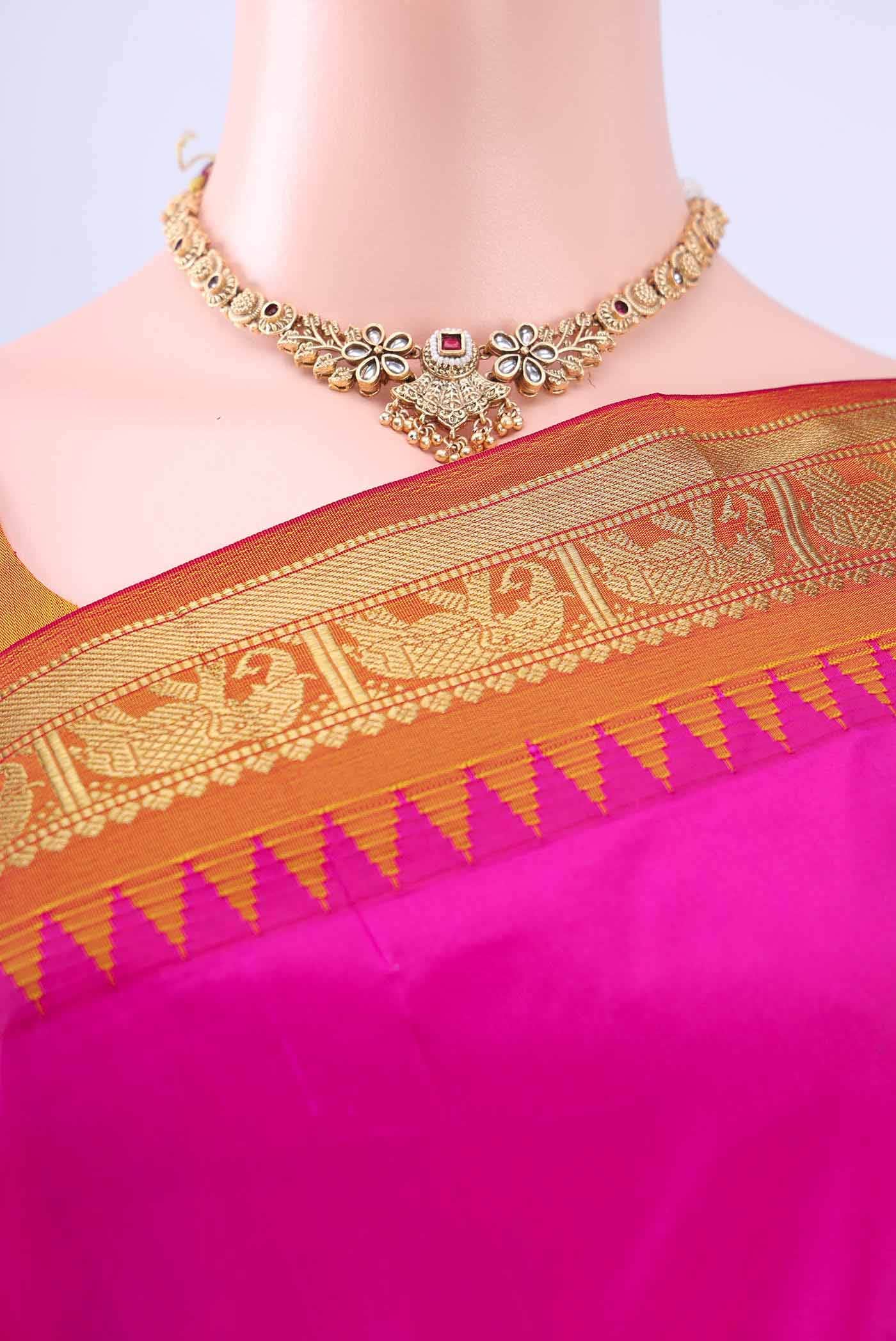 Rani Pink Dual Tone Blended Bangalore Silk Saree