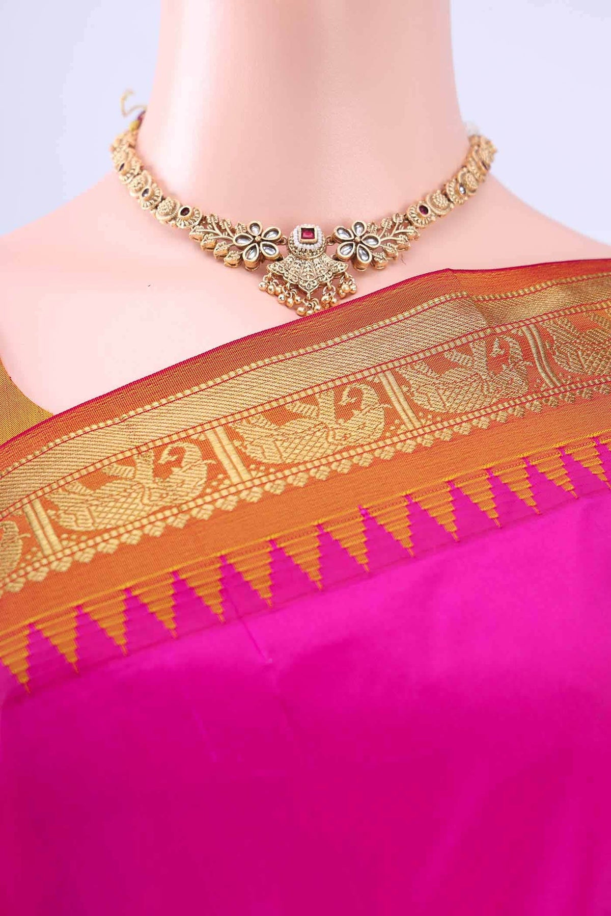 Rani Pink Dual Tone Blended Bangalore Silk Saree