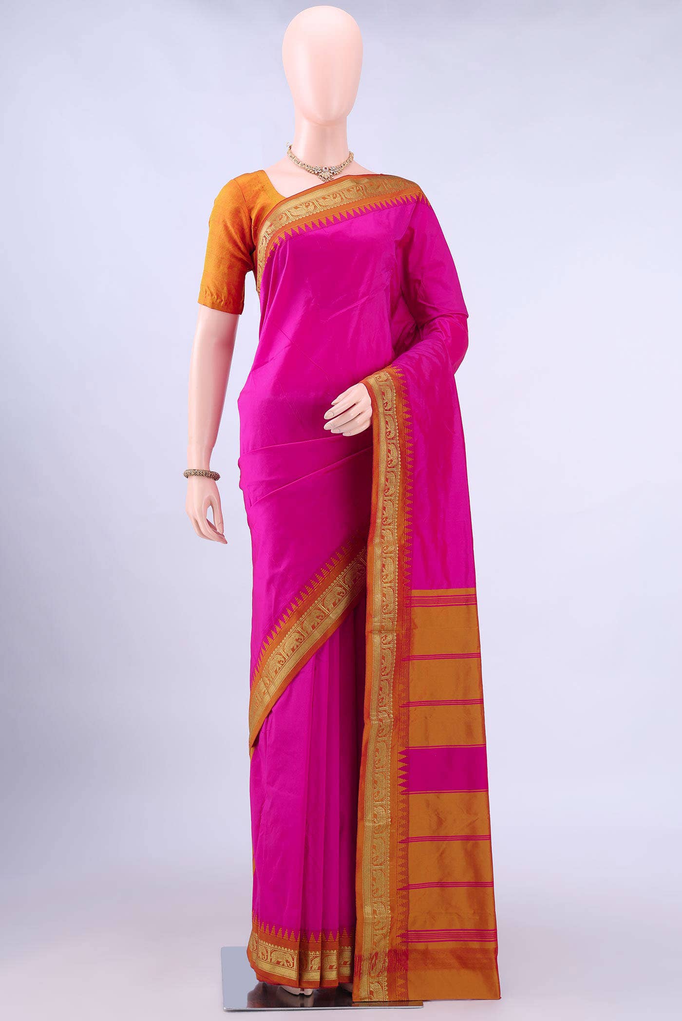 Rani Pink Dual Tone Blended Bangalore Silk Saree