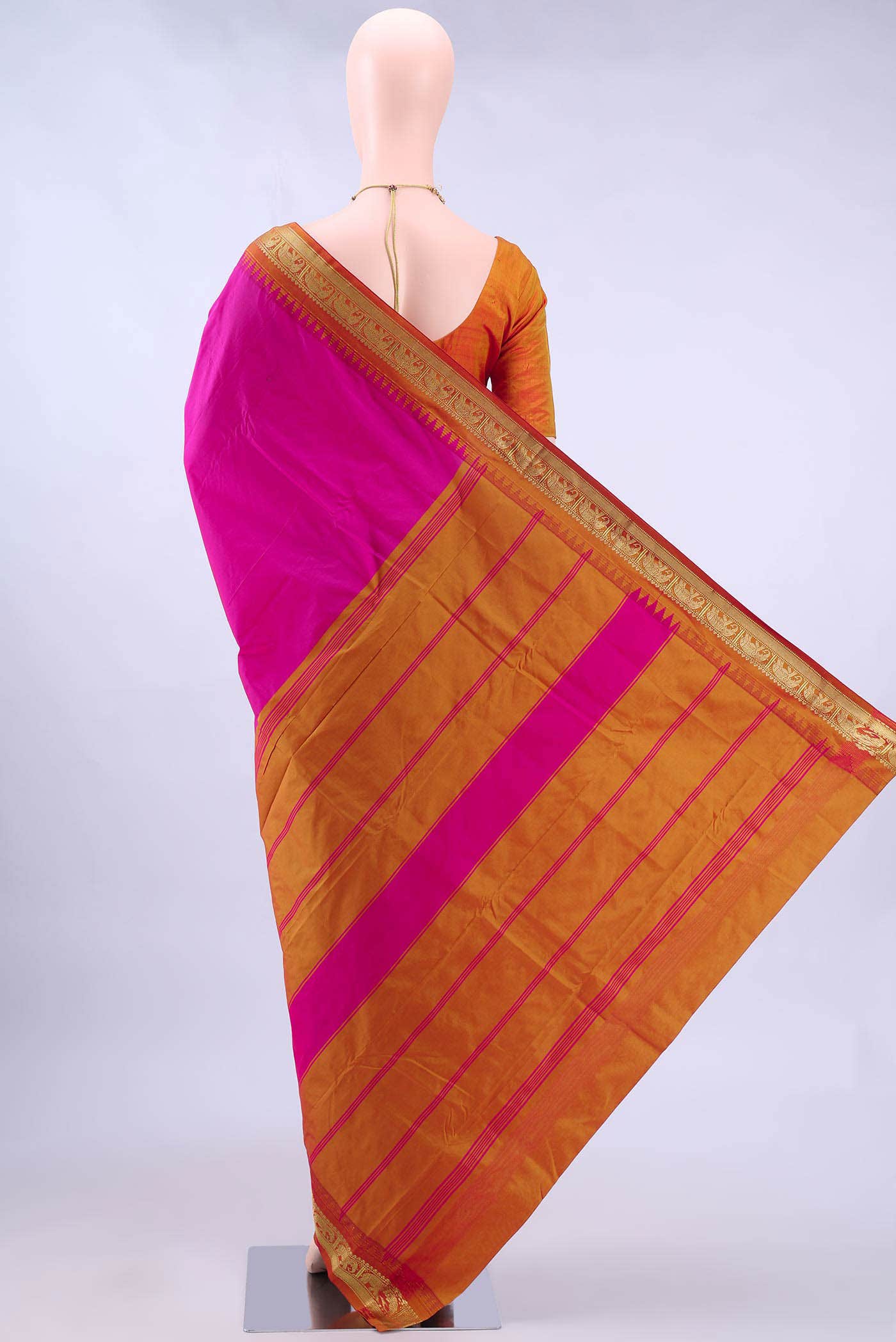 Rani Pink Dual Tone Blended Bangalore Silk Saree