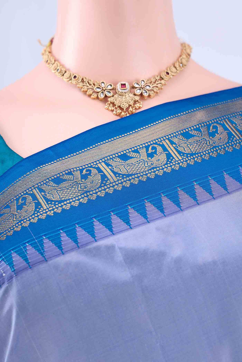 Silver Dual Tone Blended Bangalore Silk Saree
