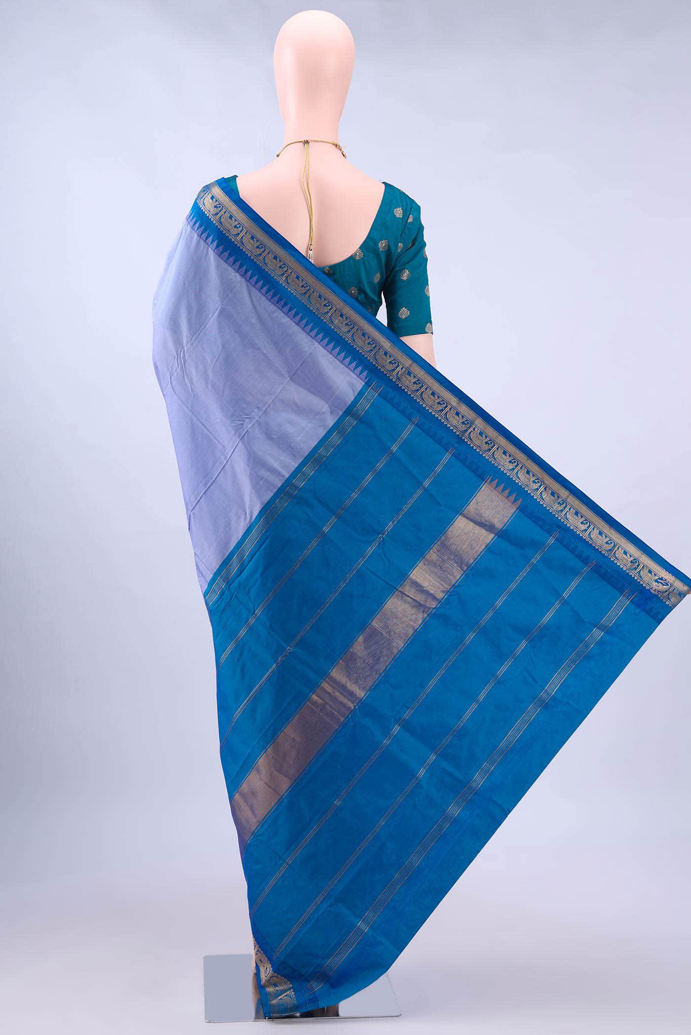 Silver Dual Tone Blended Bangalore Silk Saree
