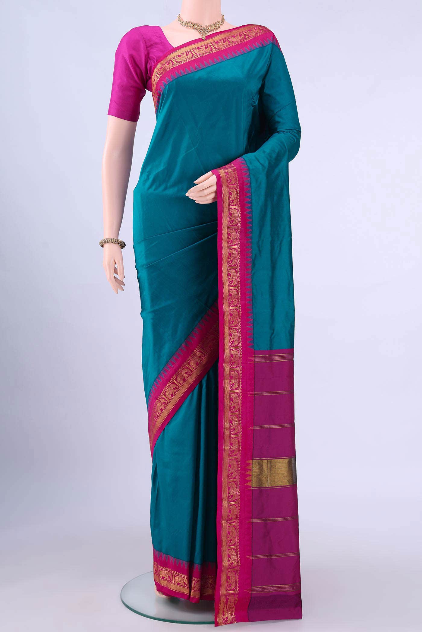 Dark Blue Dual Tone Blended Bangalore Silk Saree