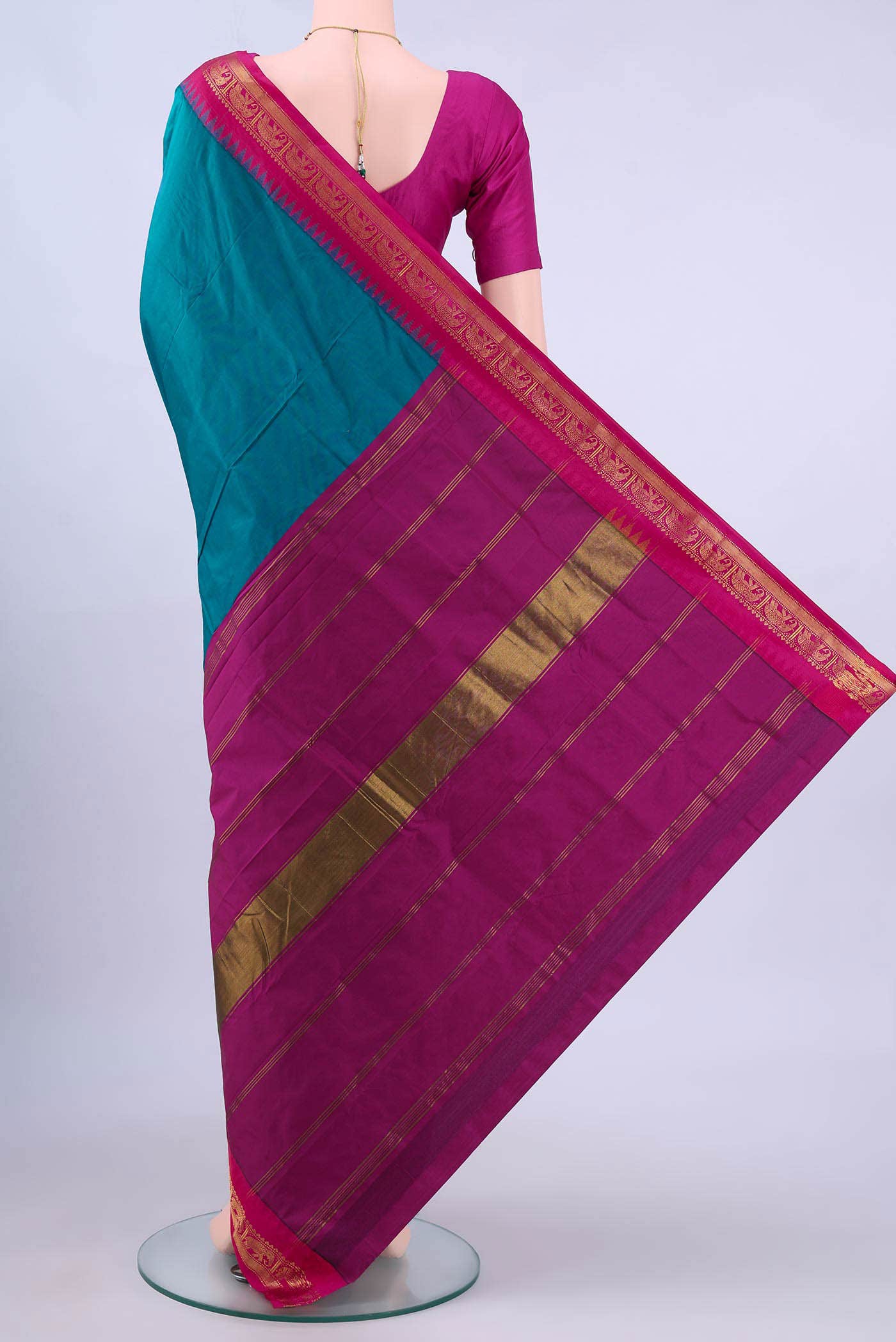 Dark Blue Dual Tone Blended Bangalore Silk Saree