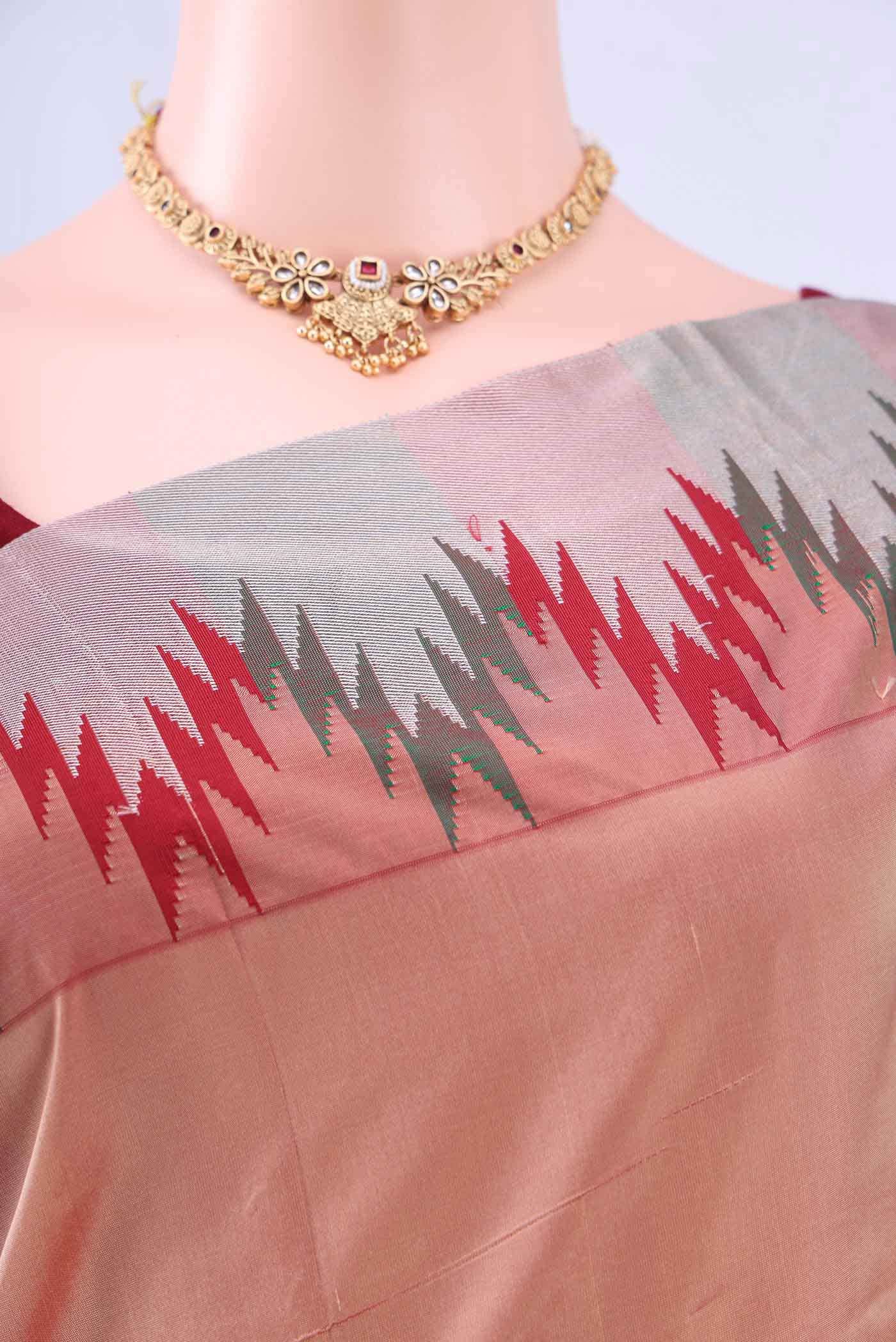 Peach Dual Tone Blended Bangalore Silk Saree