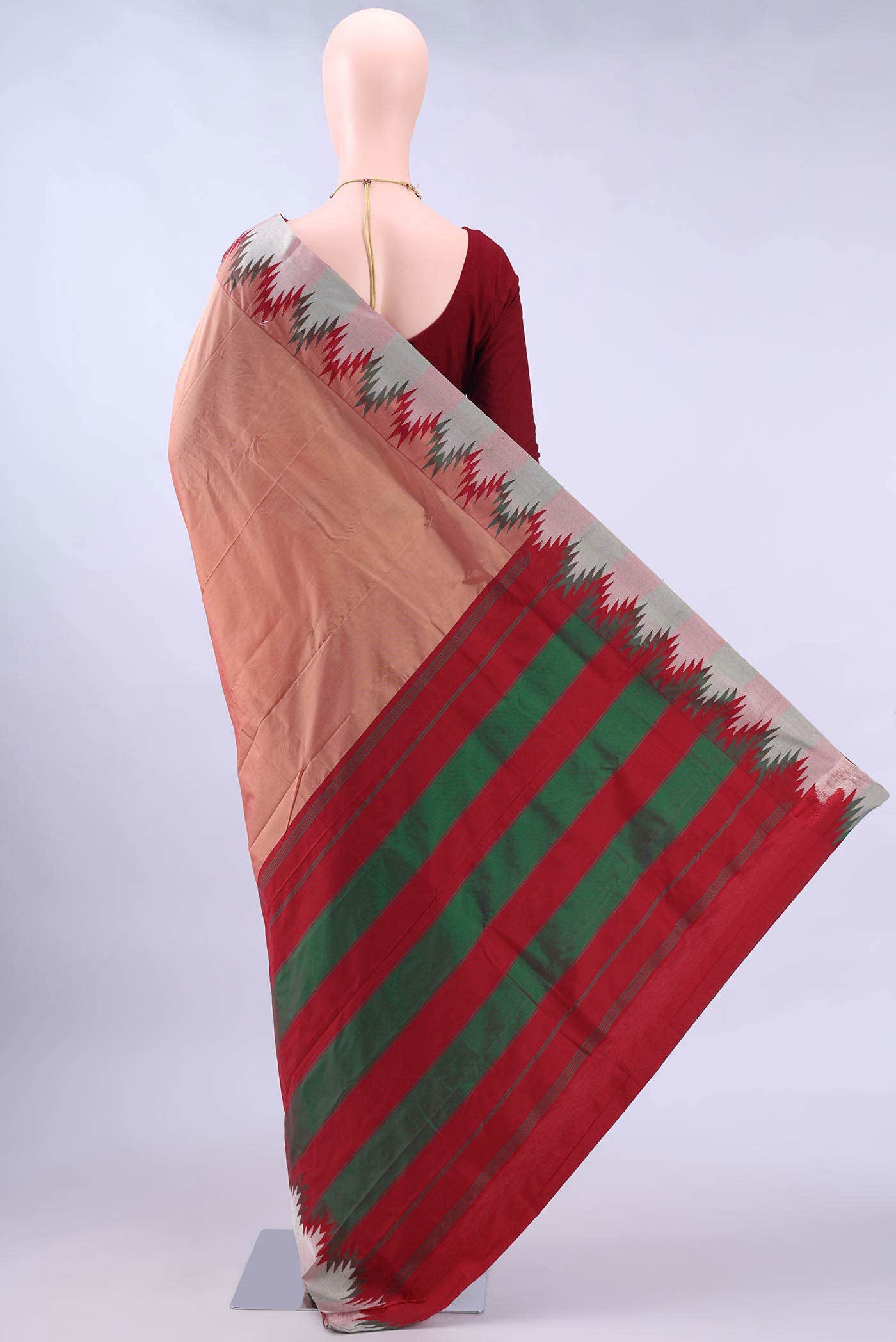 Peach Dual Tone Blended Bangalore Silk Saree