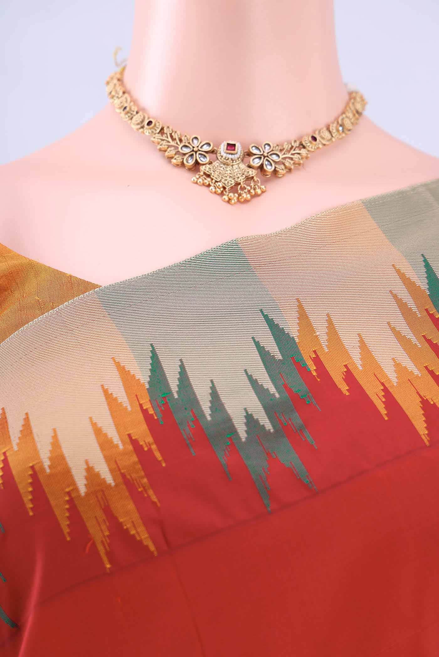Red Dual Tone Blended Bangalore Silk Saree