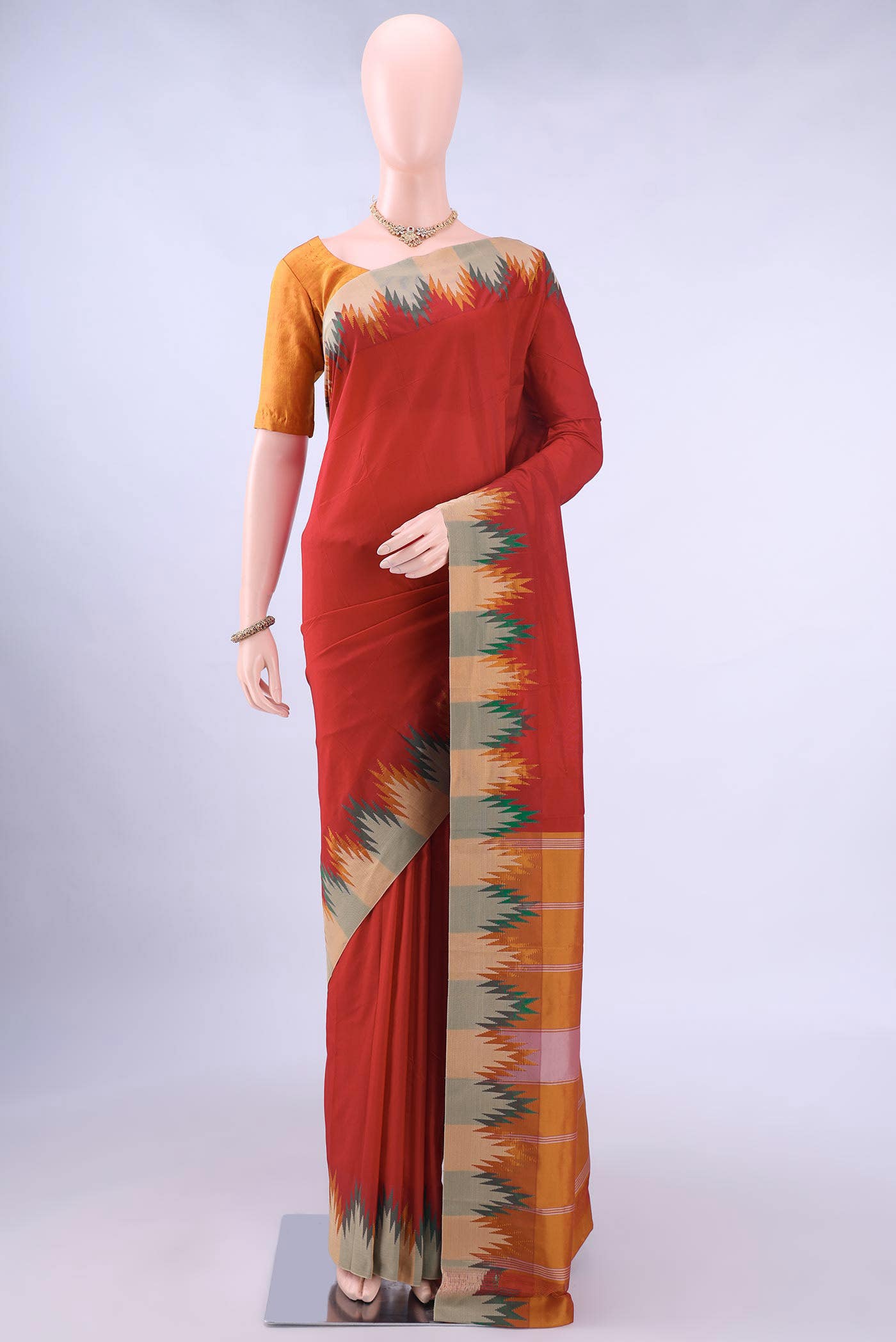 Red Dual Tone Blended Bangalore Silk Saree
