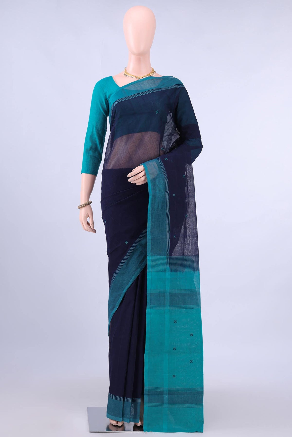 Navy Blue Kanchi Cotton Saree