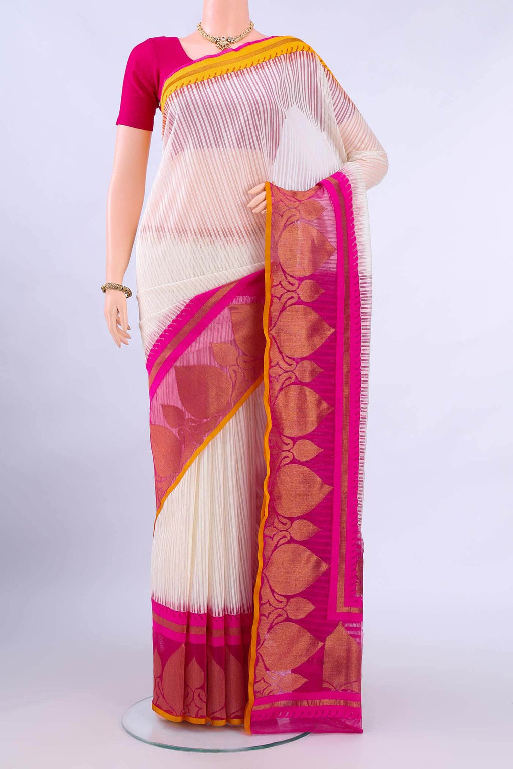 Cream Banarasi Saree