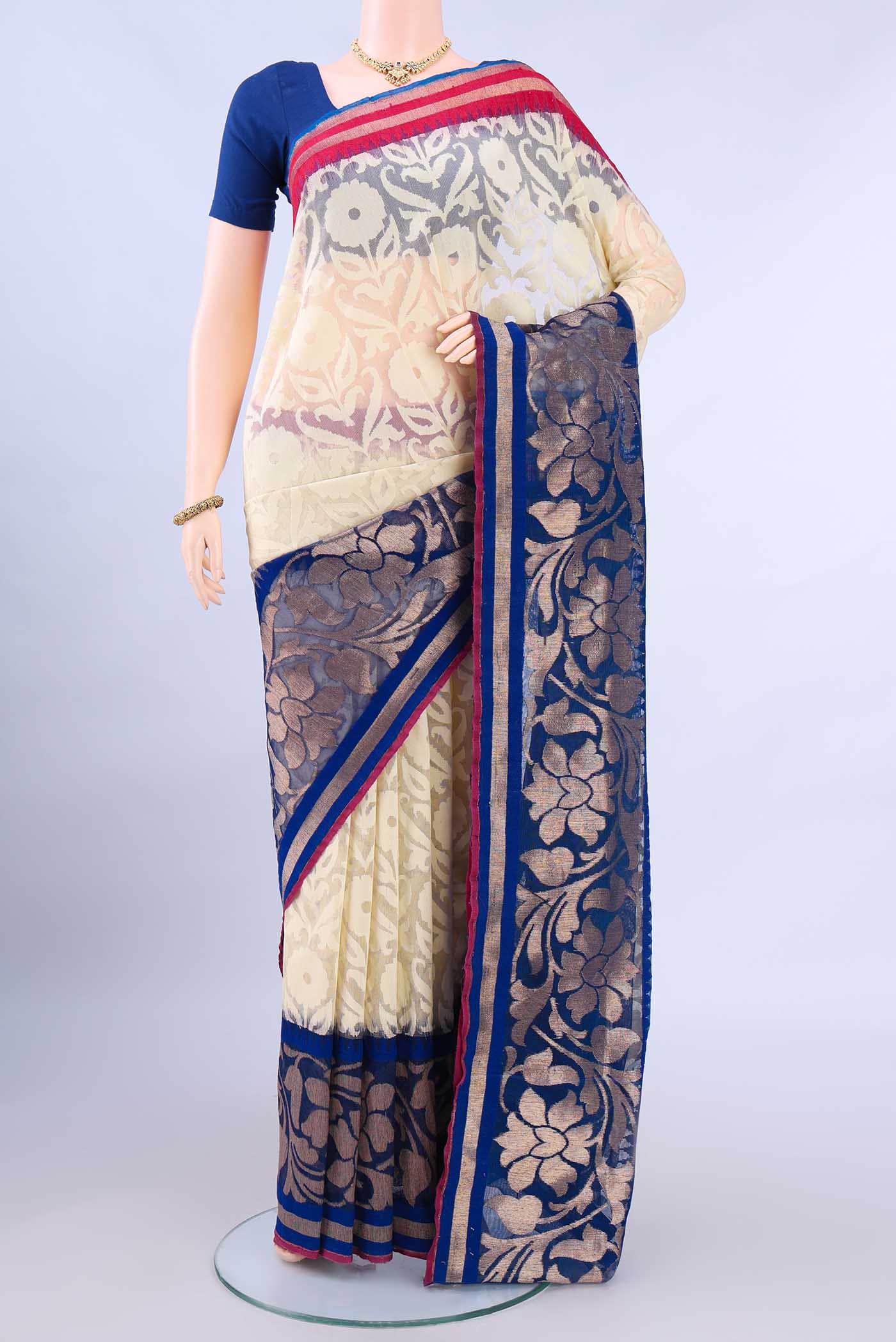 Cream Banarasi Saree