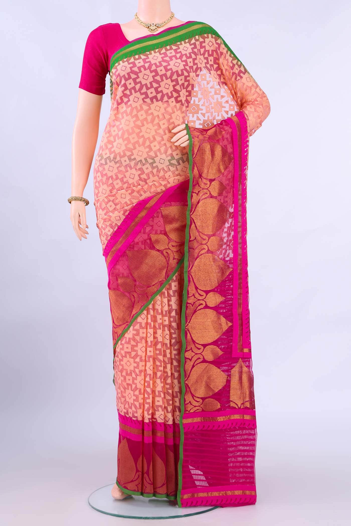 Peach Banarasi Saree
