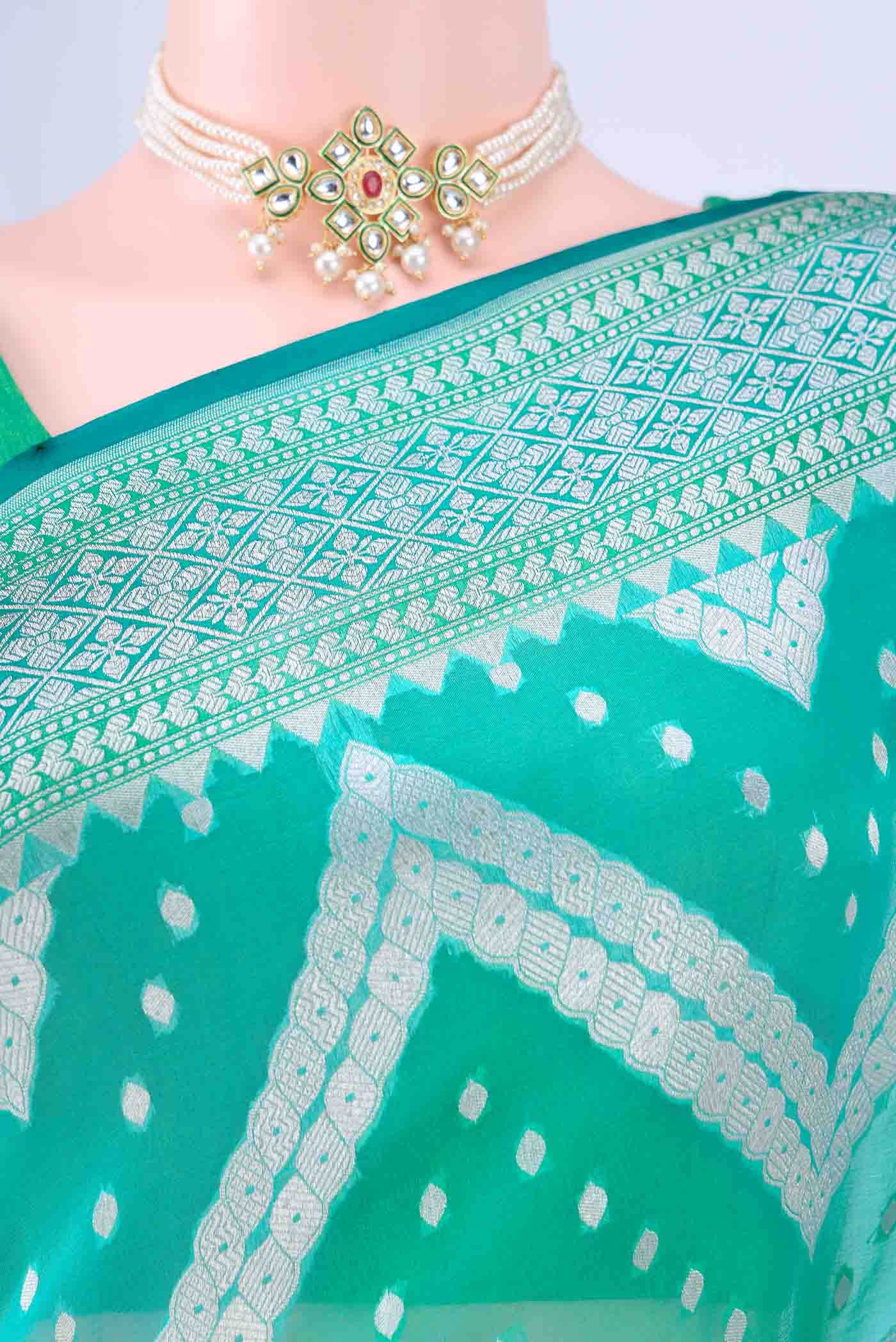 Sky Blue Kora Silk Saree