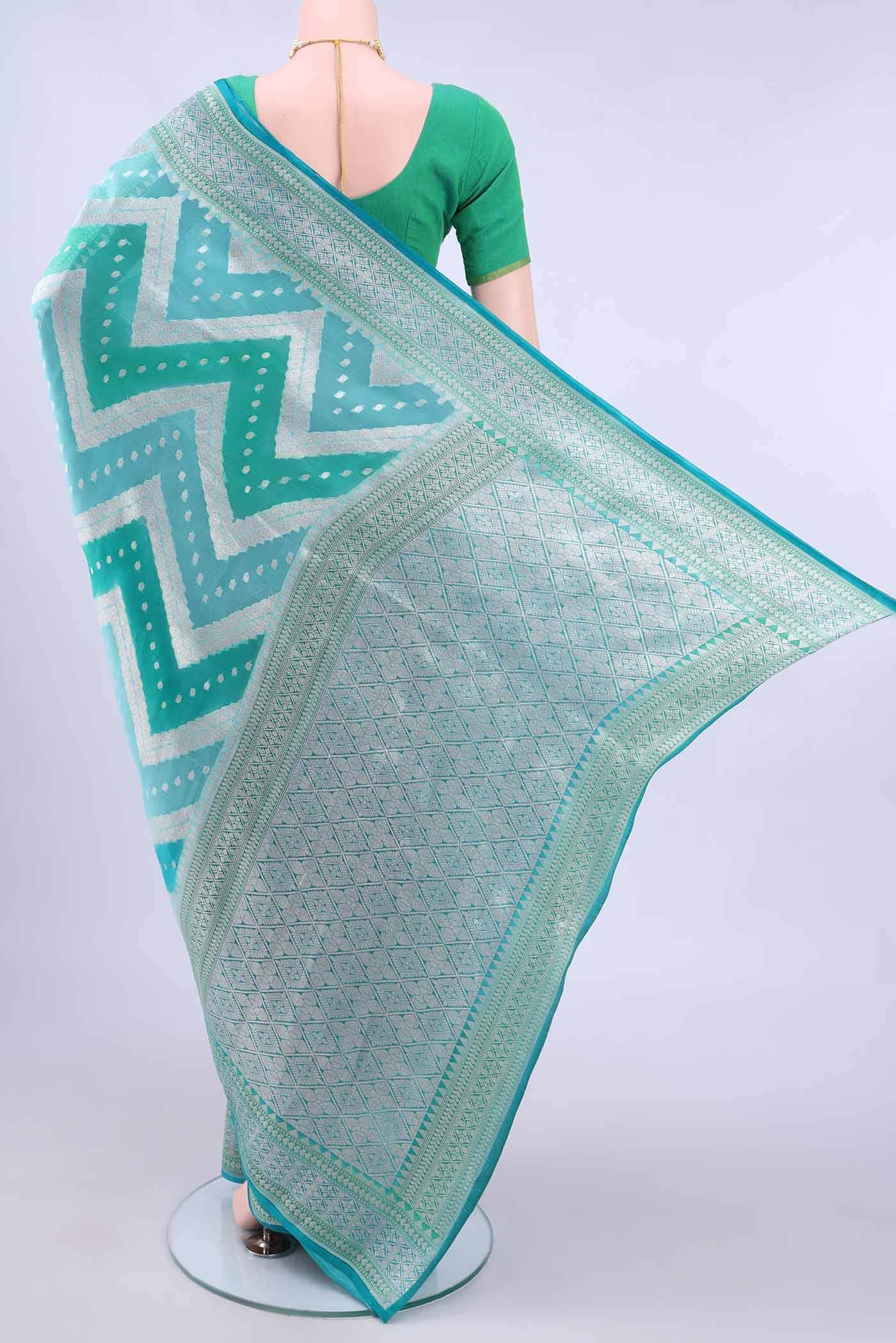 Sky Blue Kora Silk Saree