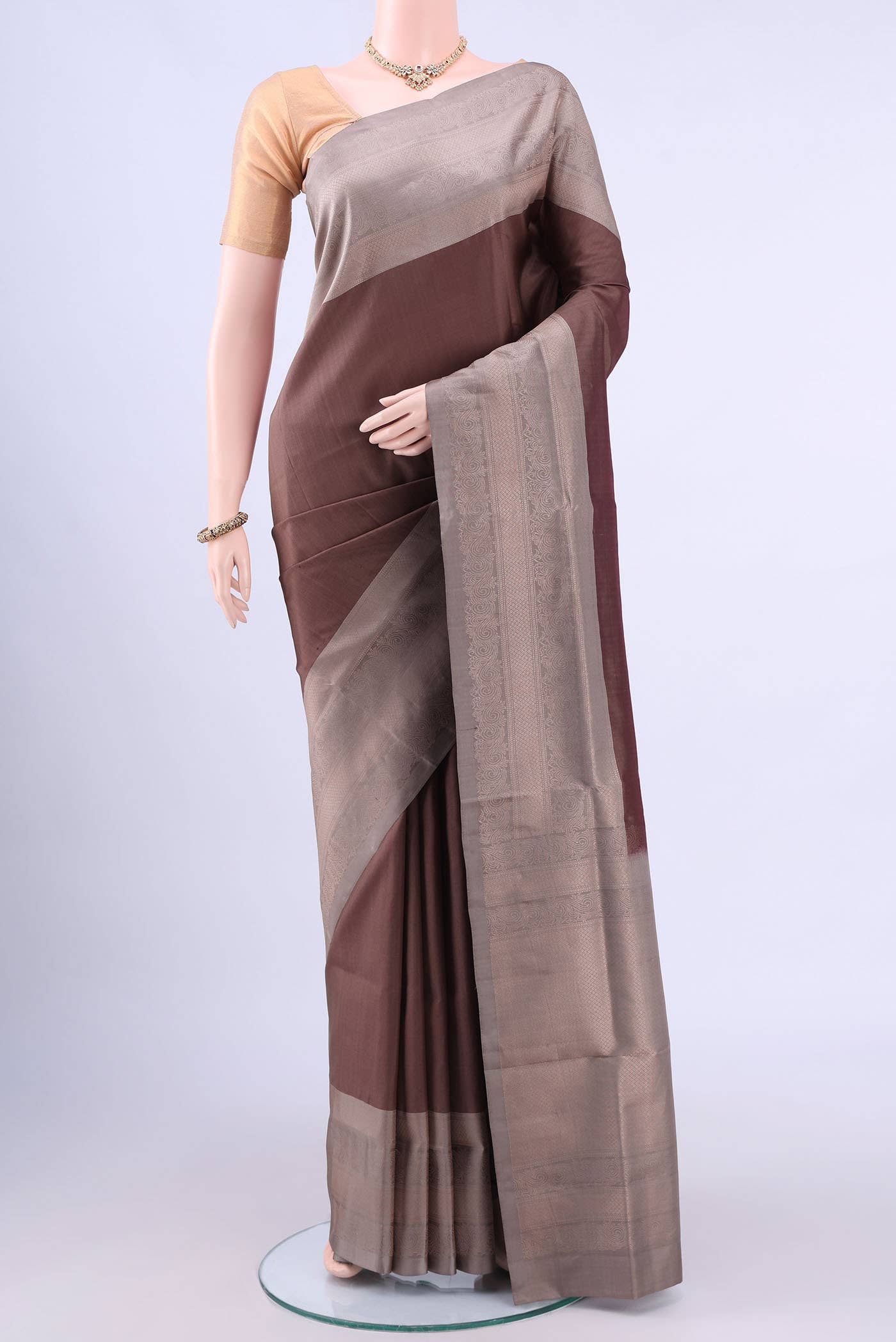 Brown Dual Tone Soft Silk Saree