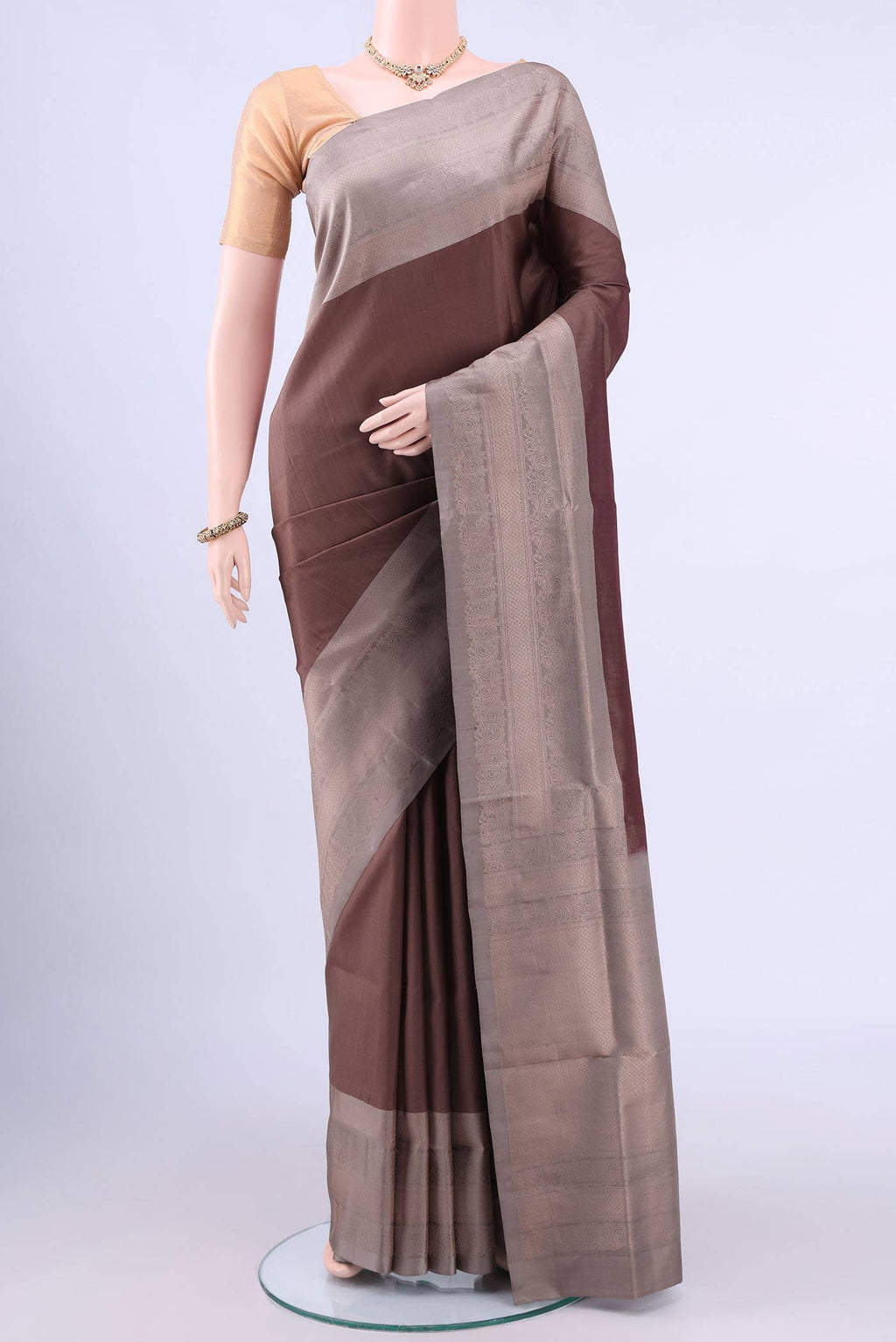 Brown Dual Tone Soft Silk Saree