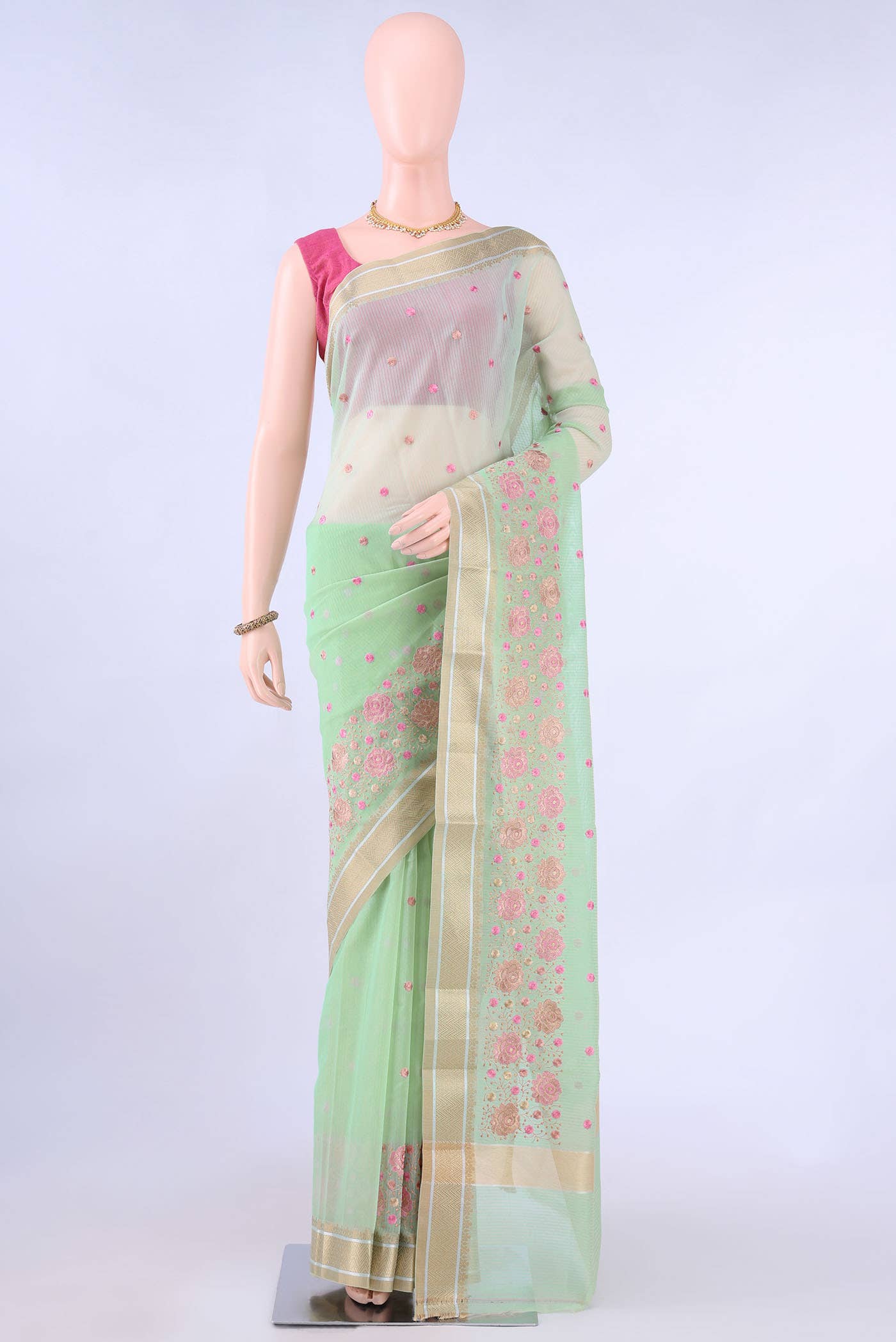 Light Green Kota Cotton Saree