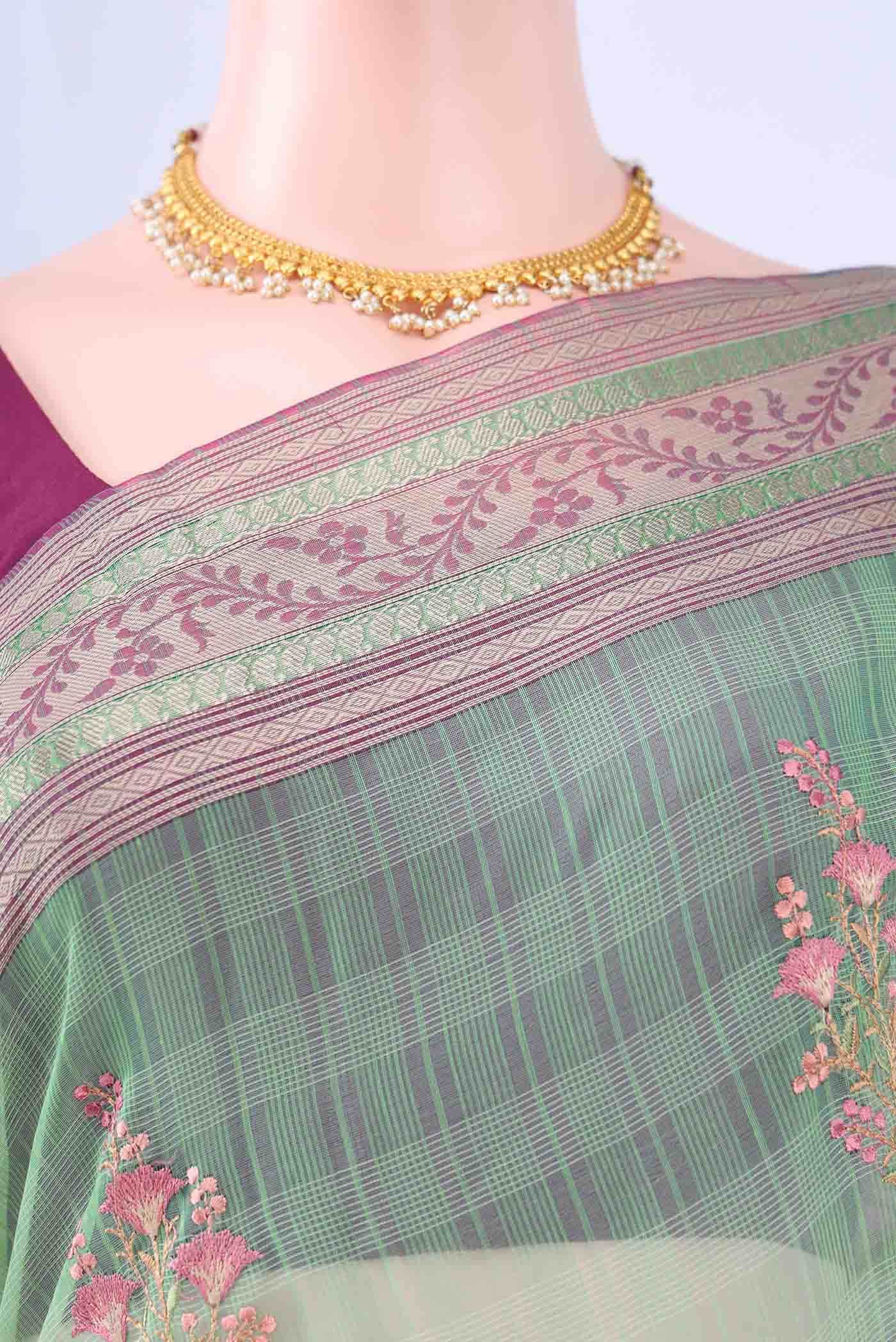 Light Green Kota Cotton Saree