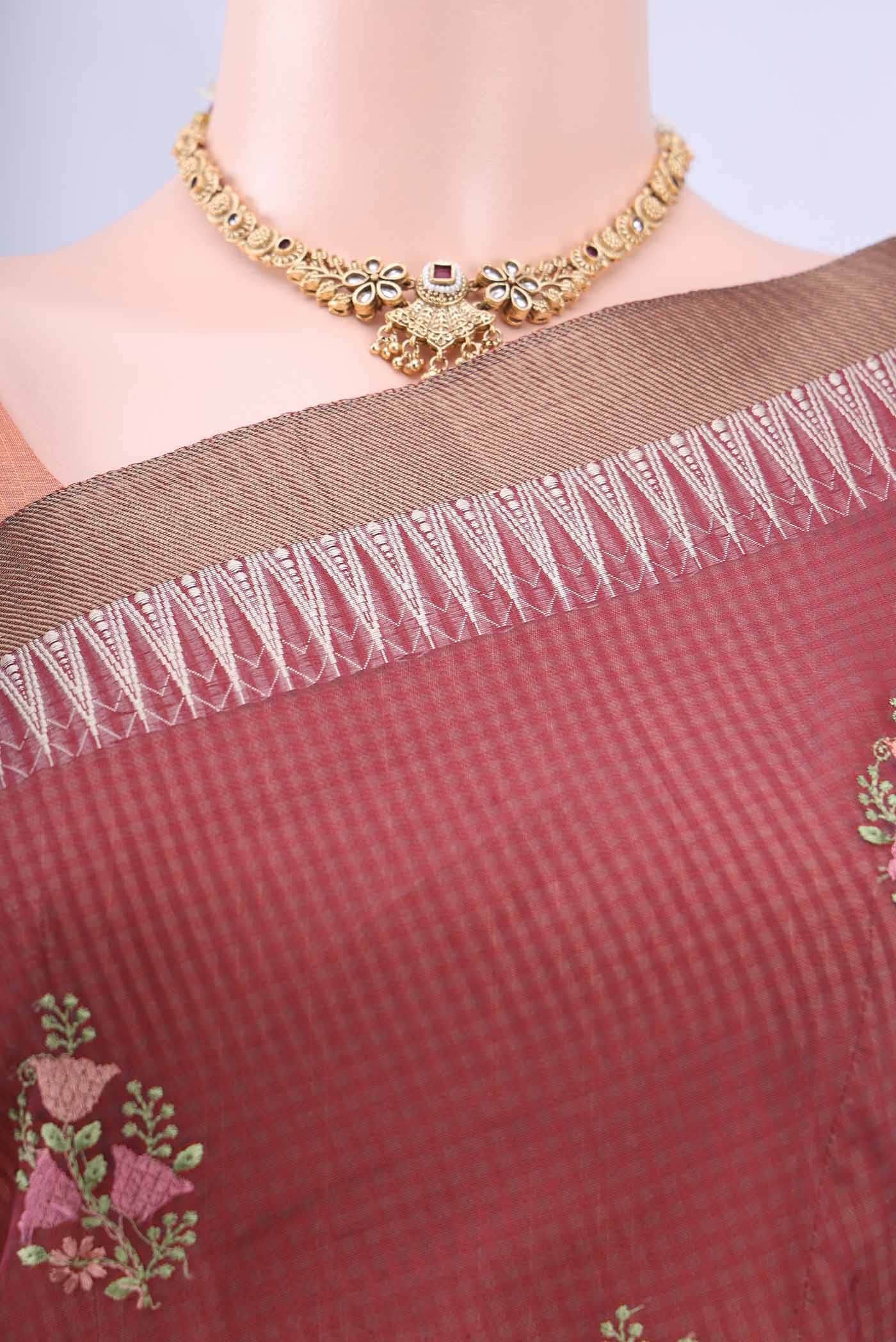 Maroon Kota Cotton Saree