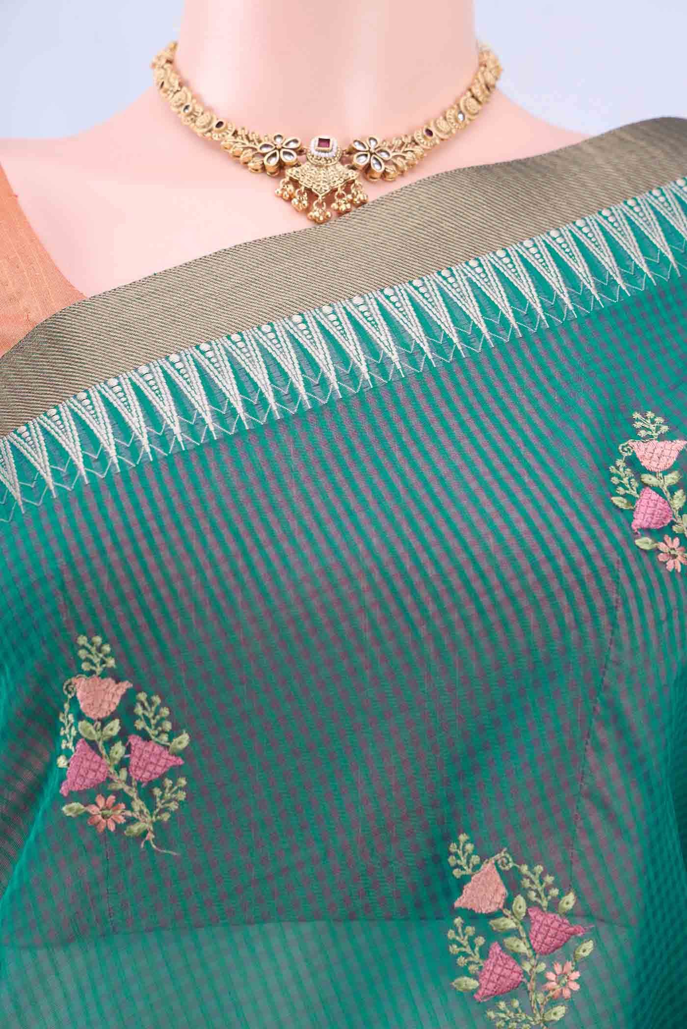 Turquoise Kota Cotton Saree