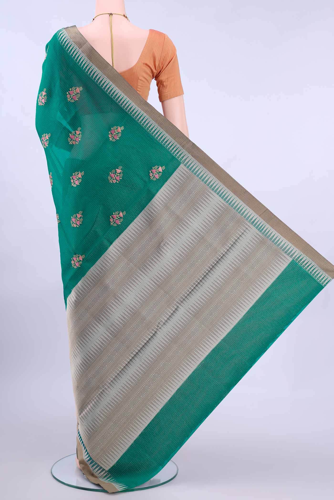 Turquoise Kota Cotton Saree