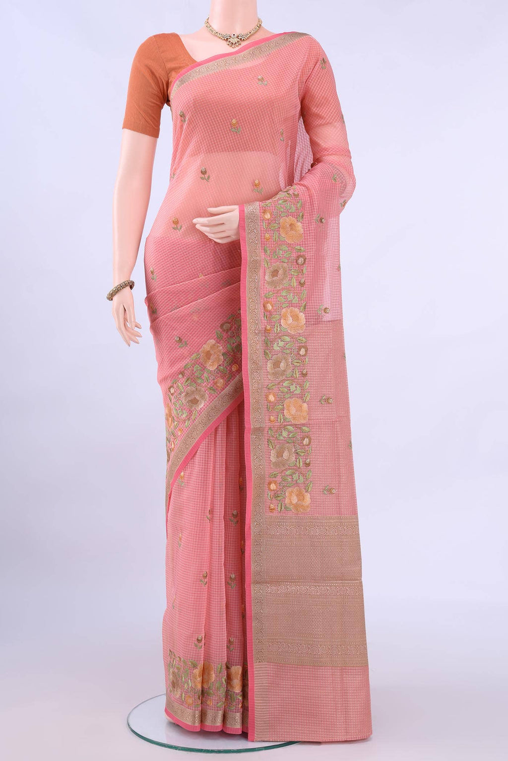 Pink Kota Cotton Saree