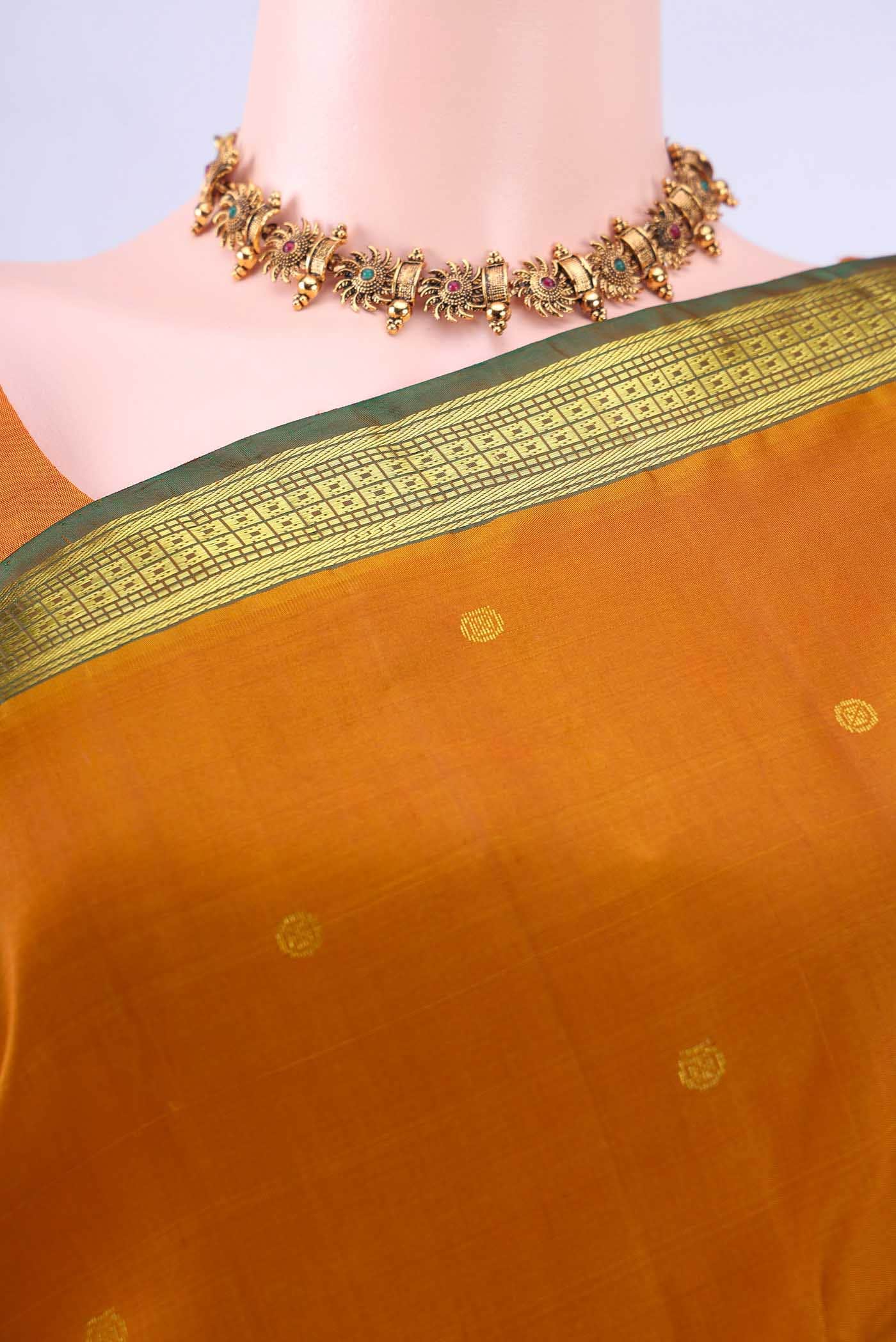 Brick Orange Kanchipuram Saree
