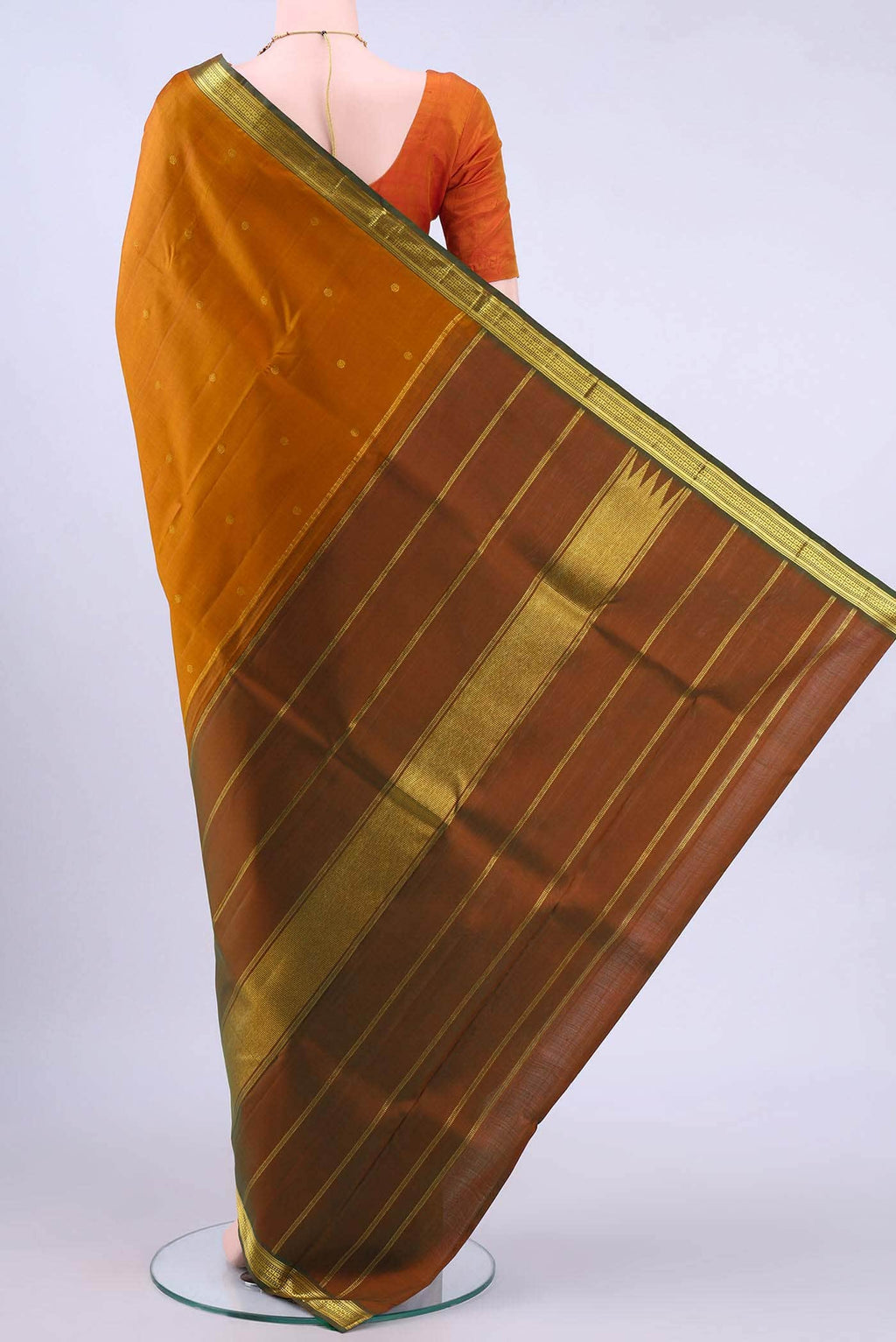 Brick Orange Kanchipuram Saree