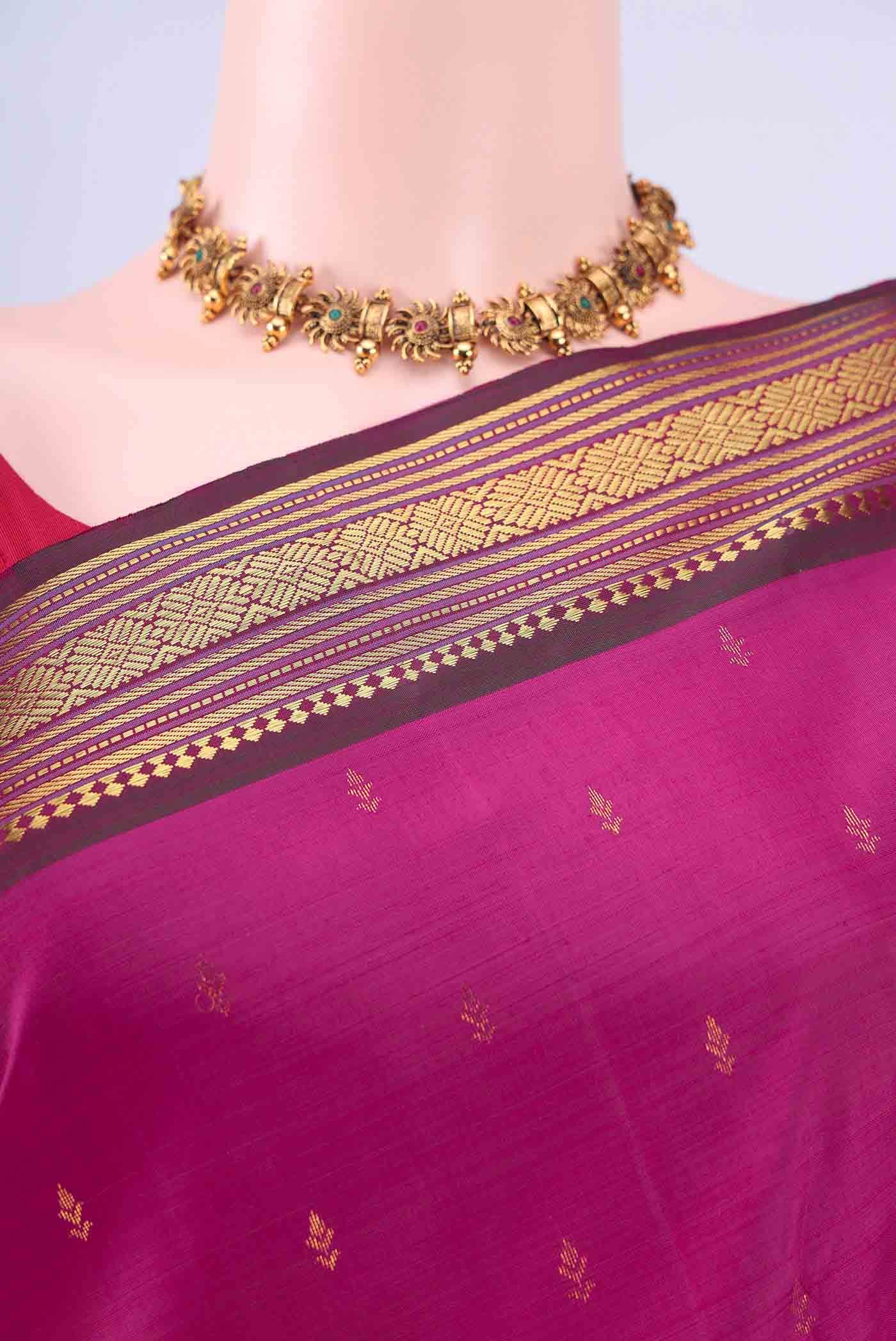 Dark Pink Kanchipuram Silk Saree