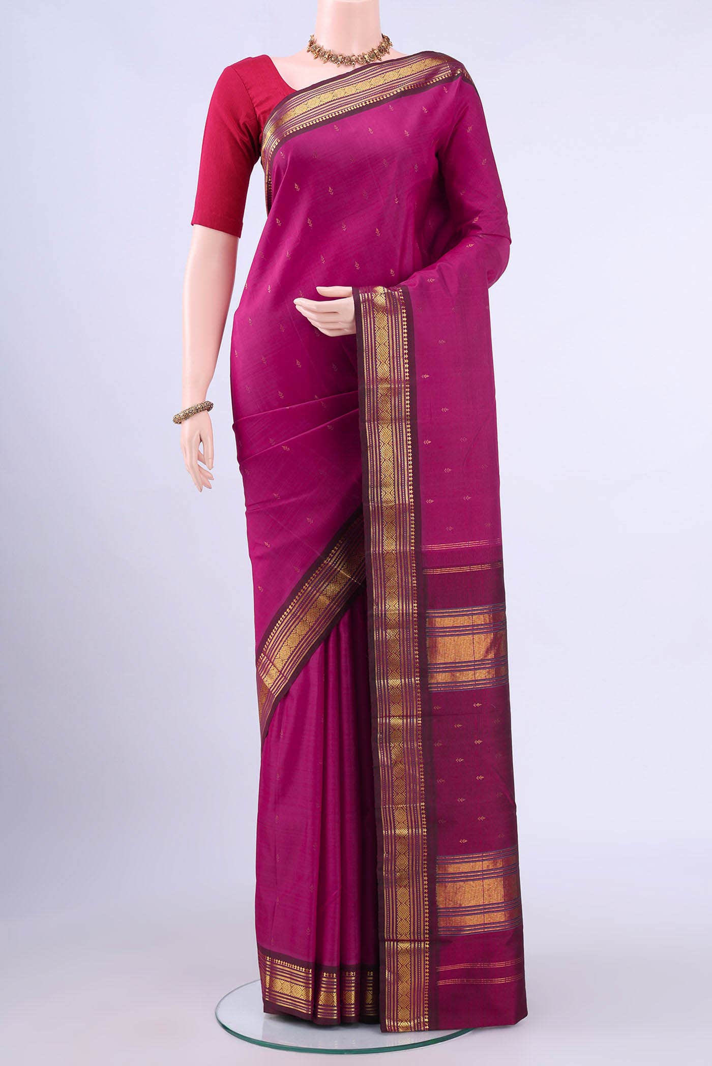 Dark Pink Kanchipuram Silk Saree