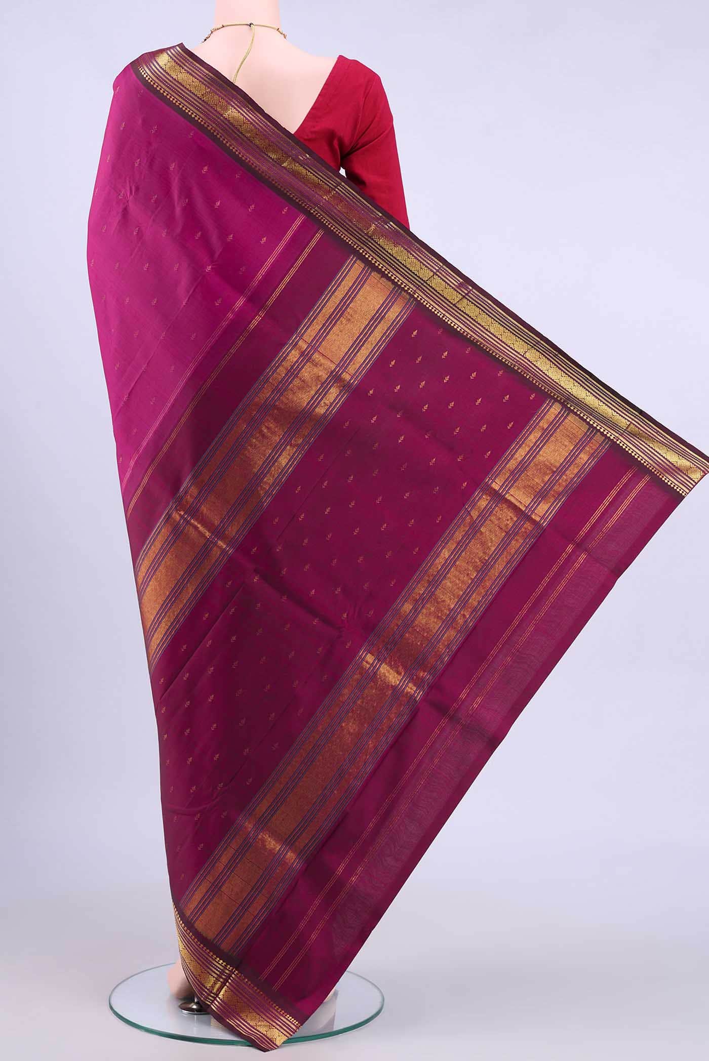 Dark Pink Kanchipuram Silk Saree