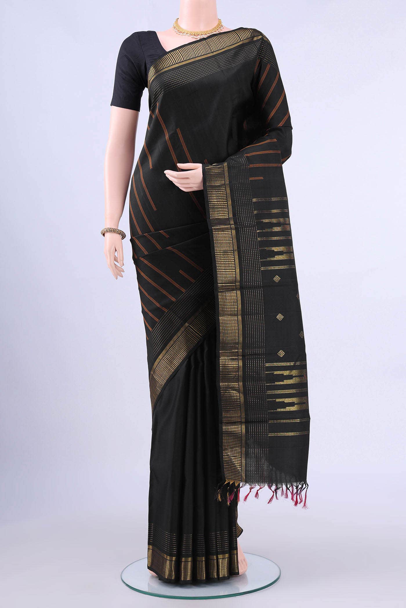 Black Kanchipuram Silk Saree