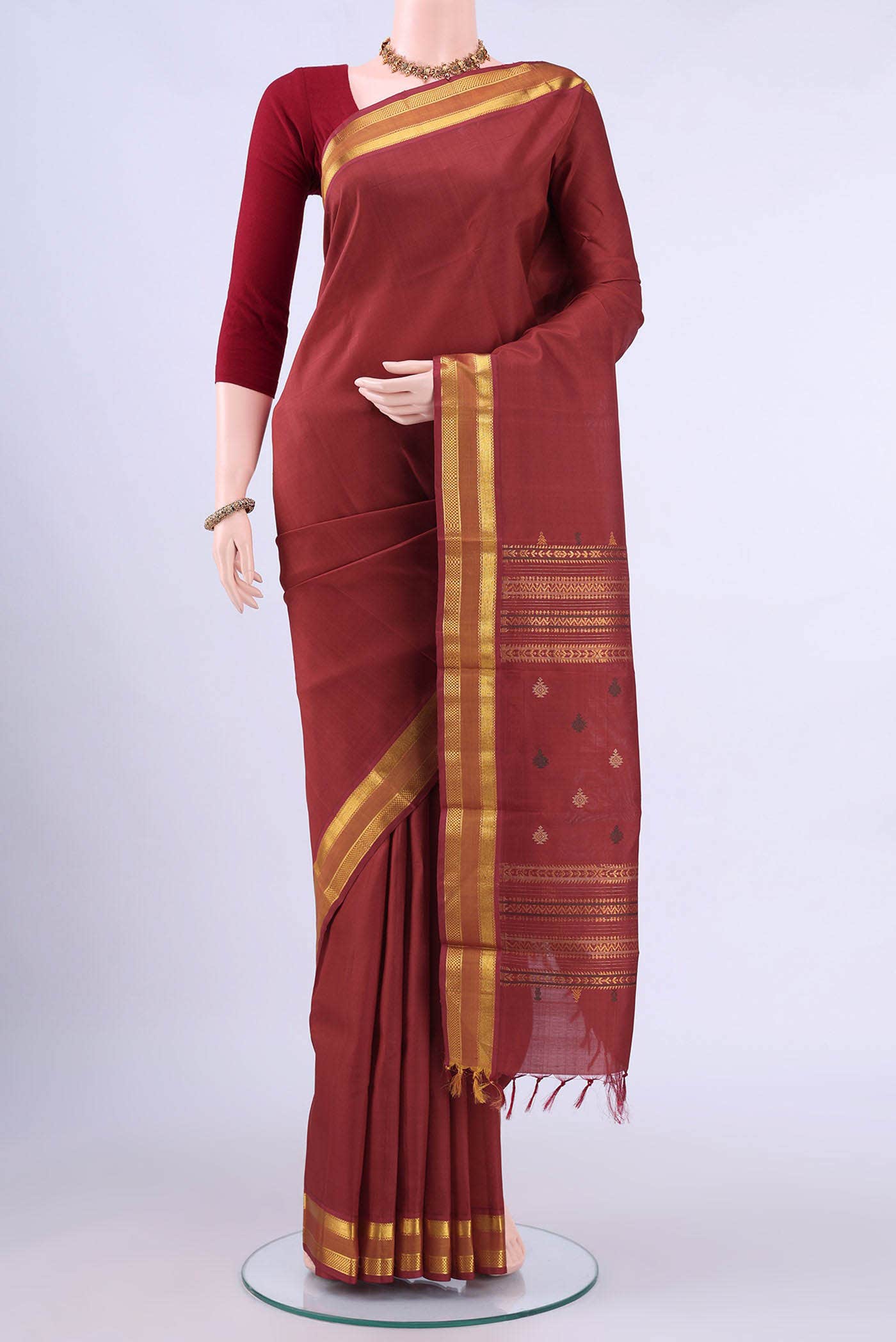 Rust Kanchipuram Silk Saree