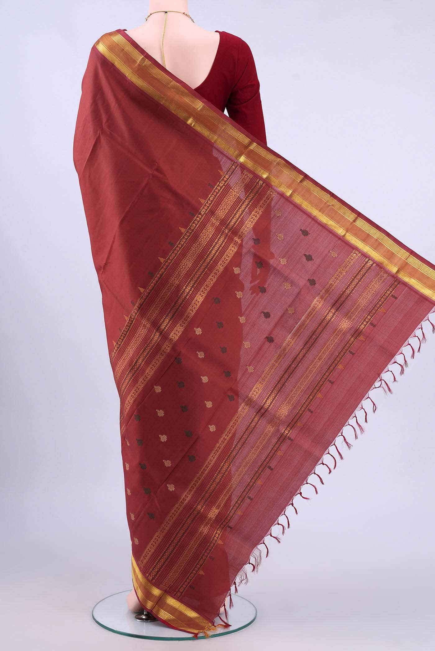 Rust Kanchipuram Silk Saree