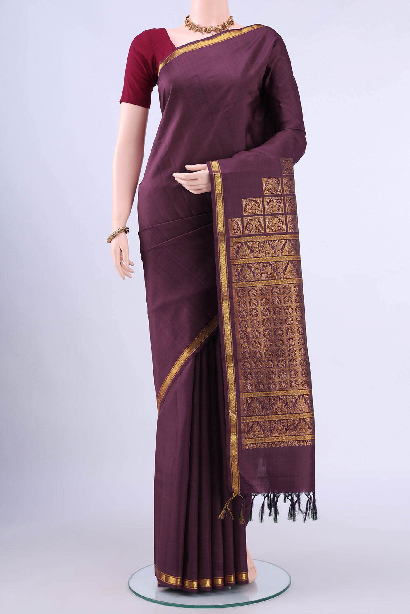 Maroon Kanchipuram Silk Saree