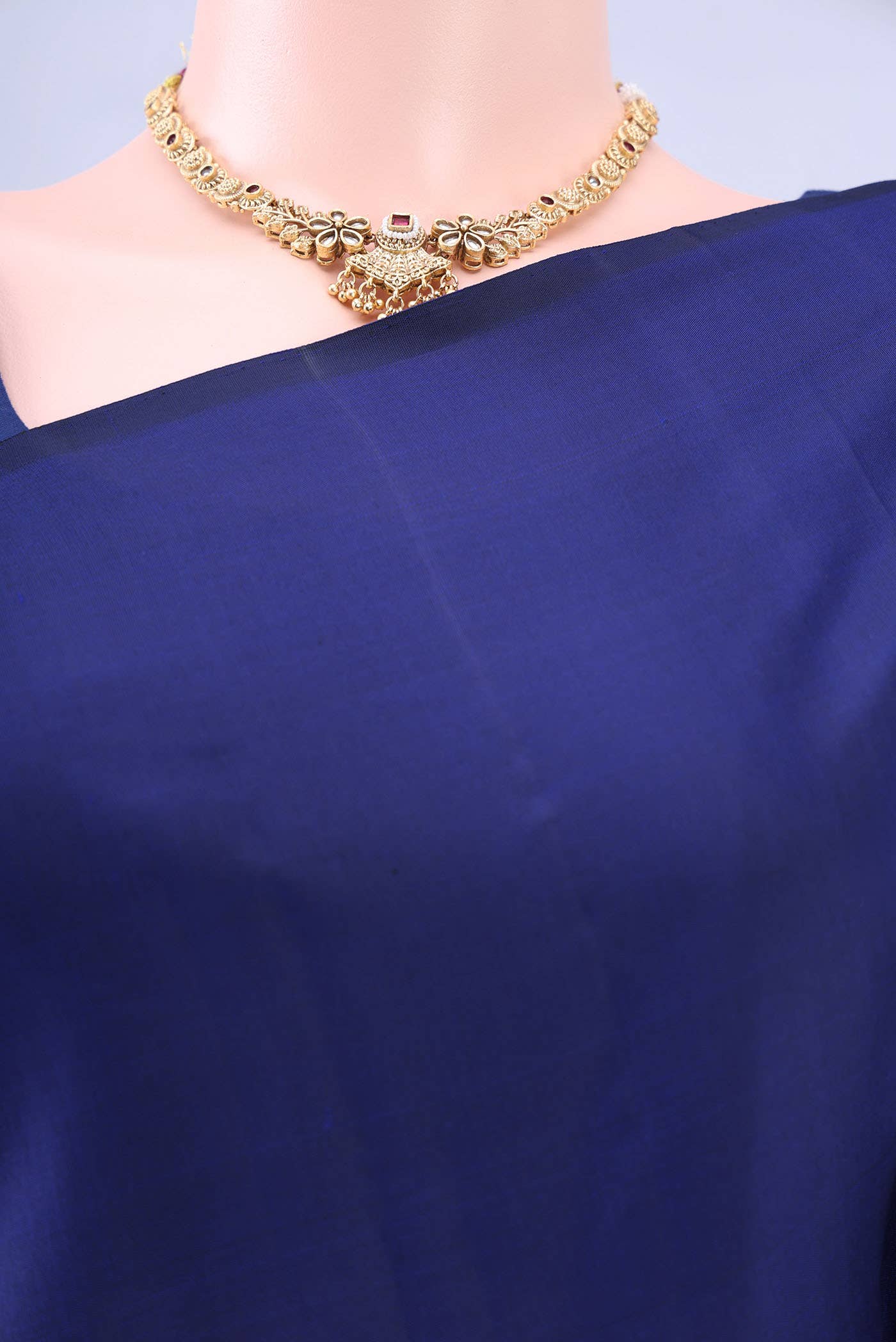 Navy Blue Dual Tone Kanchipuram Silk Saree