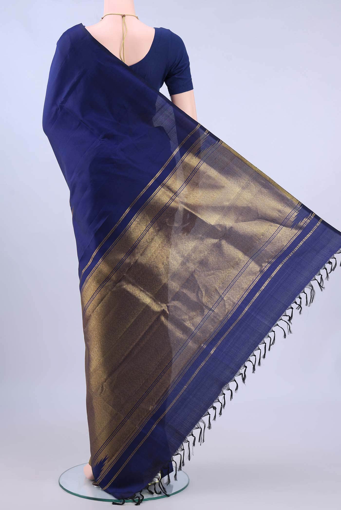 Navy Blue Dual Tone Kanchipuram Silk Saree