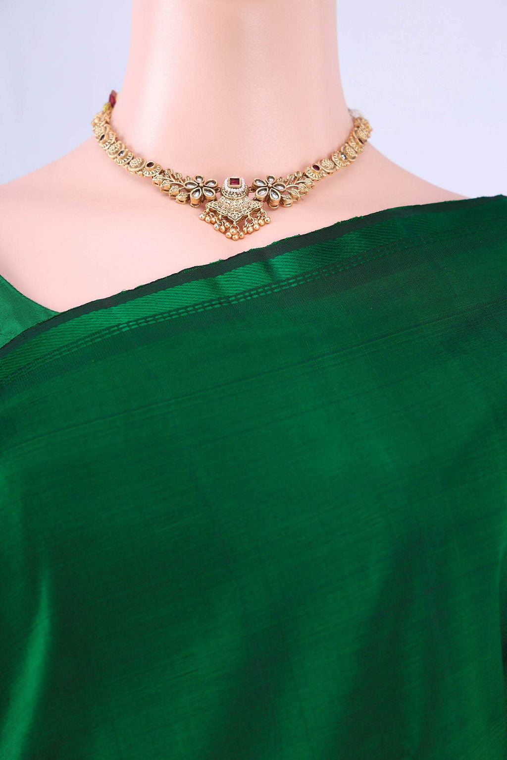 Bottle Green Kanchipuram Silk Saree
