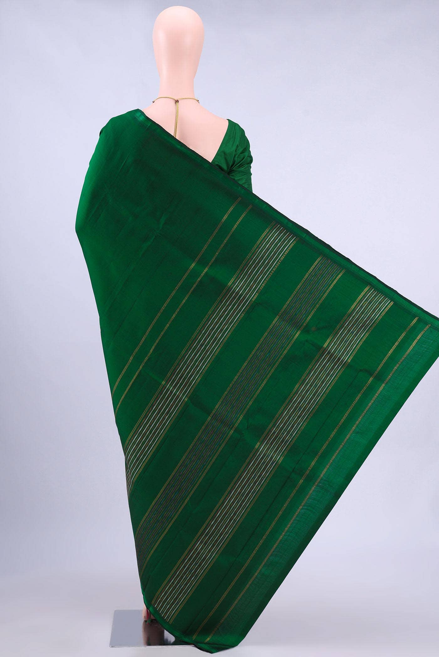 Bottle Green Kanchipuram Silk Saree