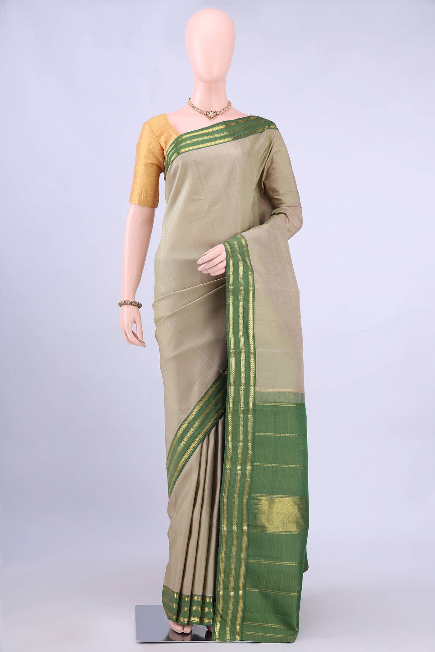 Beige Kanchipuram Saree