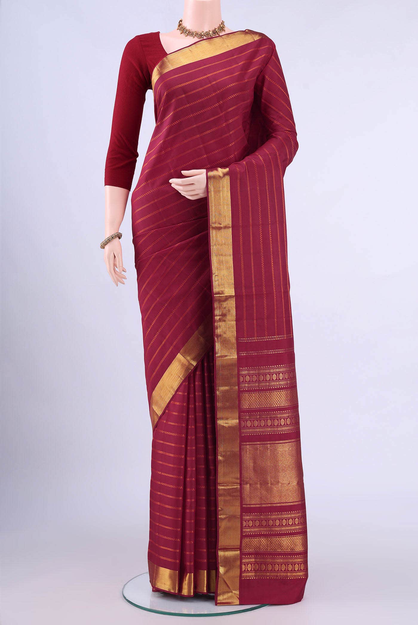 Maroon Kanchipuram Silk Saree