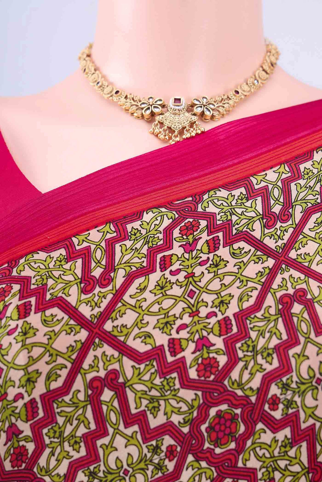 Cream Mysore Crepe Saree