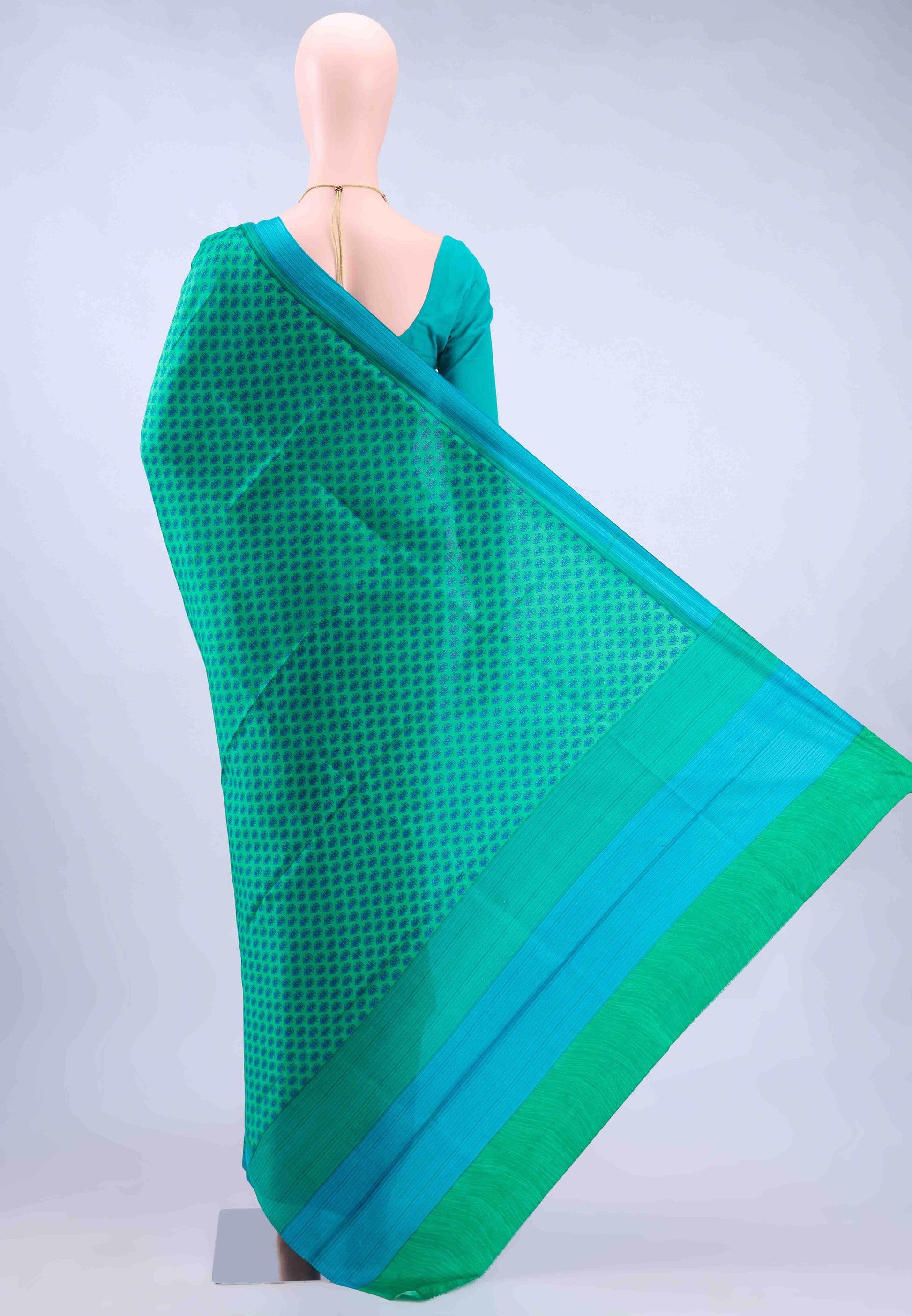 Sea Green Printed Silk Saree