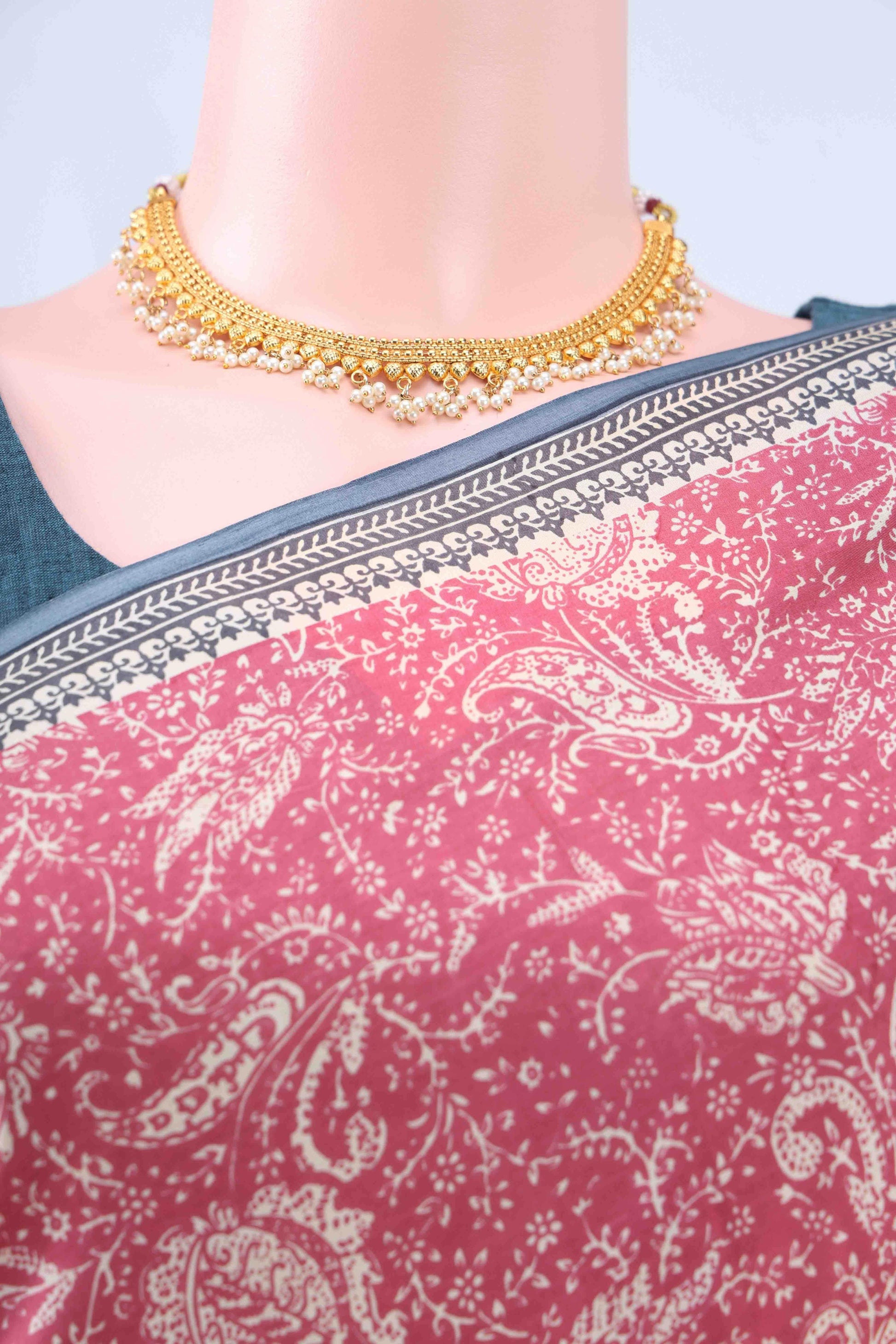 Coral Printed Silk Saree