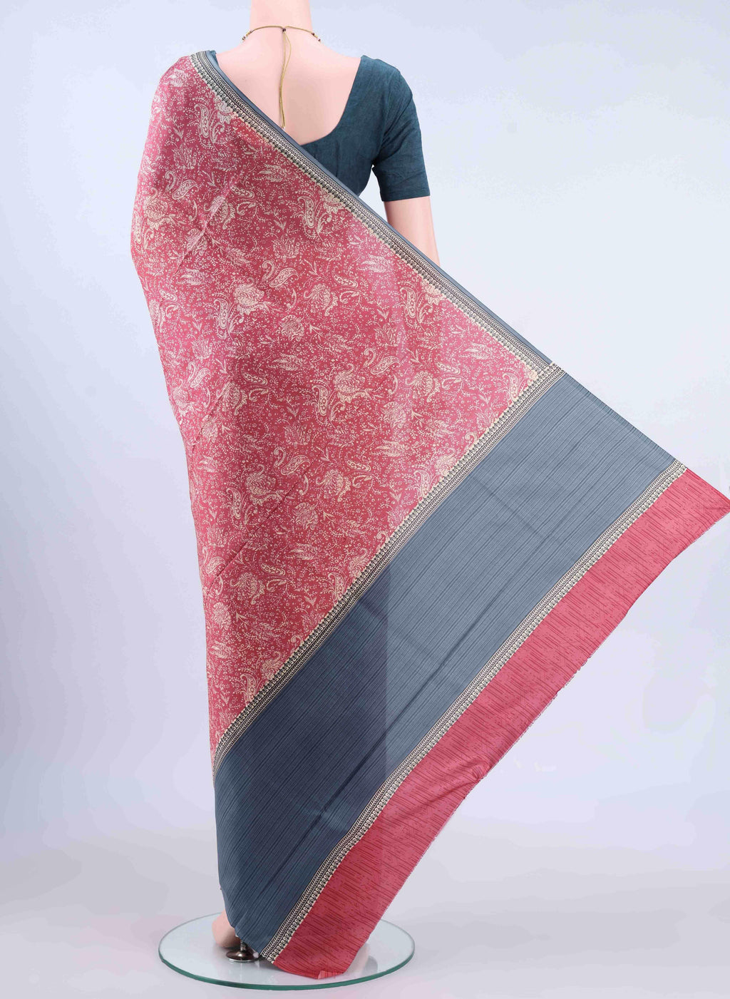 Coral Printed Silk Saree